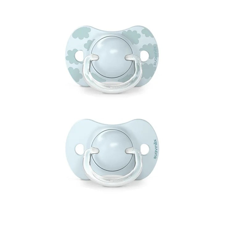 Suzetă fiziologică SX Pro din silicon, 2 buc 0-6 luni - Albastru