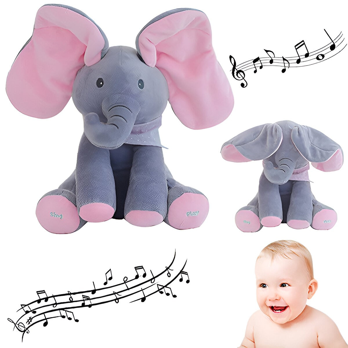 Elefantel Interactiv Flippy Peek-a-boo, Roz-Gri, 30 cm - Default Title (10) [ps:ee764f0b-23dc-4e7f-a912-709c6aad1a6e]