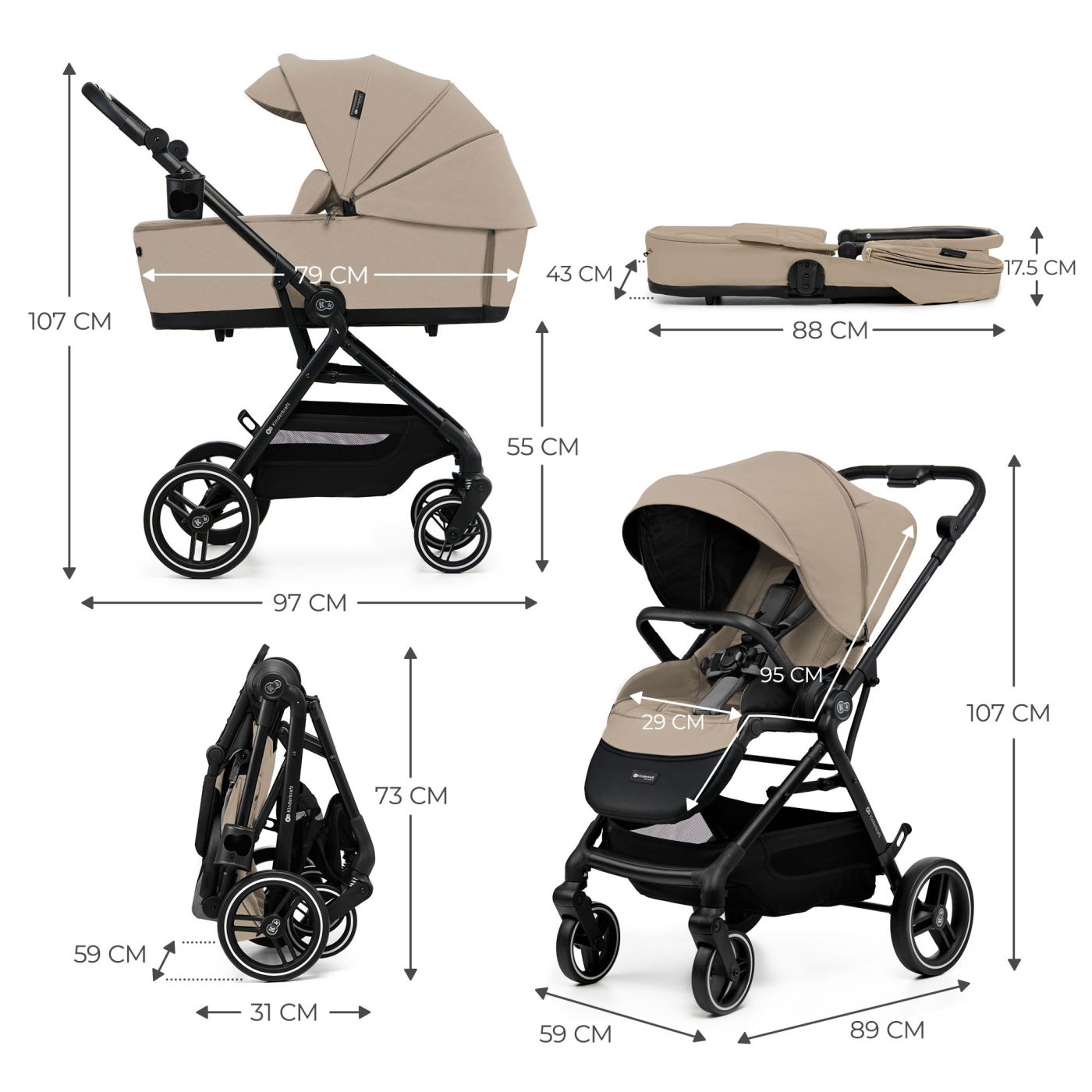 CARUCIOR KINDERKRAFT YOXI 2IN1, SAND BEIGE [ps:16d32b07-7f2d-46d8-a089-51e3509bef65]