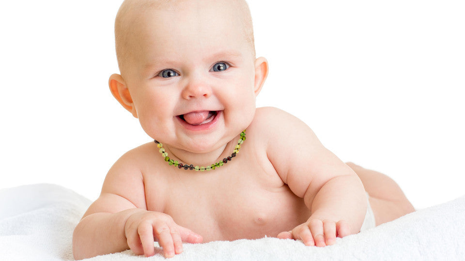 Colier din chihlimbar pentru copii BabyJem (Culoare: Verde) - Imagine 10