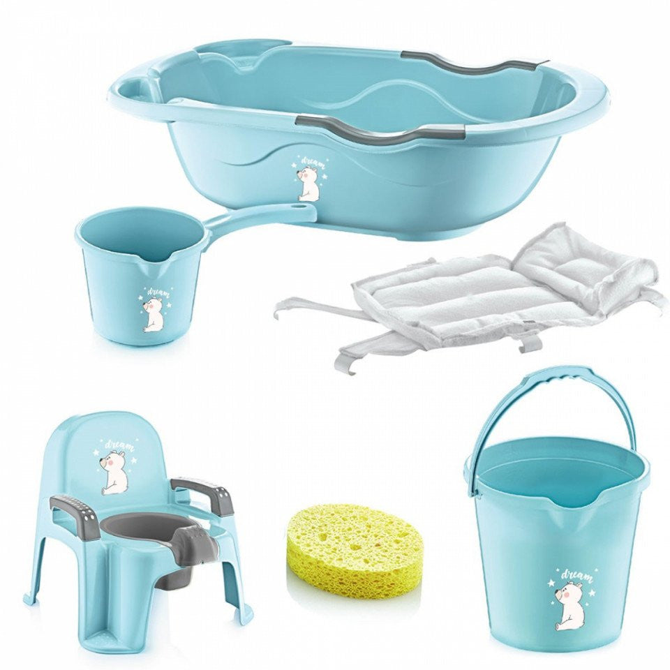 Set cadita de baie cu 6 piese BabyJem Bebe Lux (Culoare: - Bleu