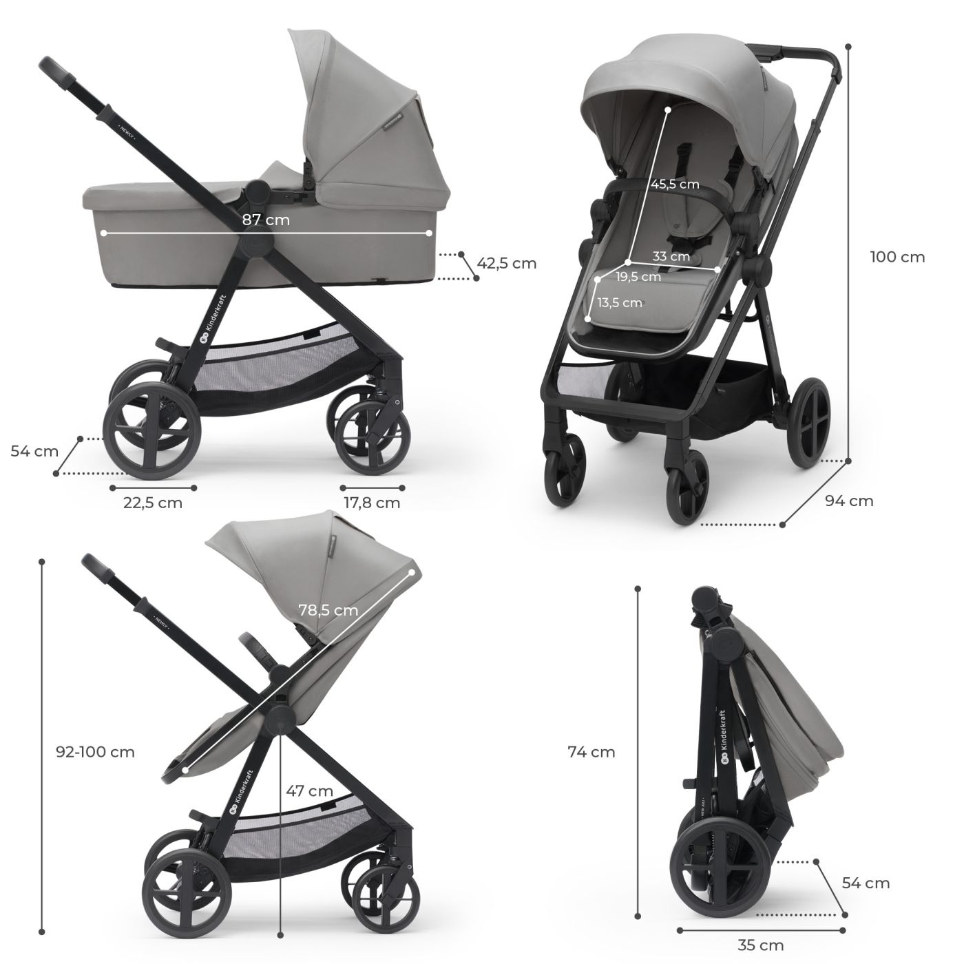 CARUCIOR KINDERKRAFT NEWLY, 3 IN 1, LIGHT GREY - Imagine 7 [ps:cd1a04c7-34ef-4cf2-9aaa-05a129a5c419]