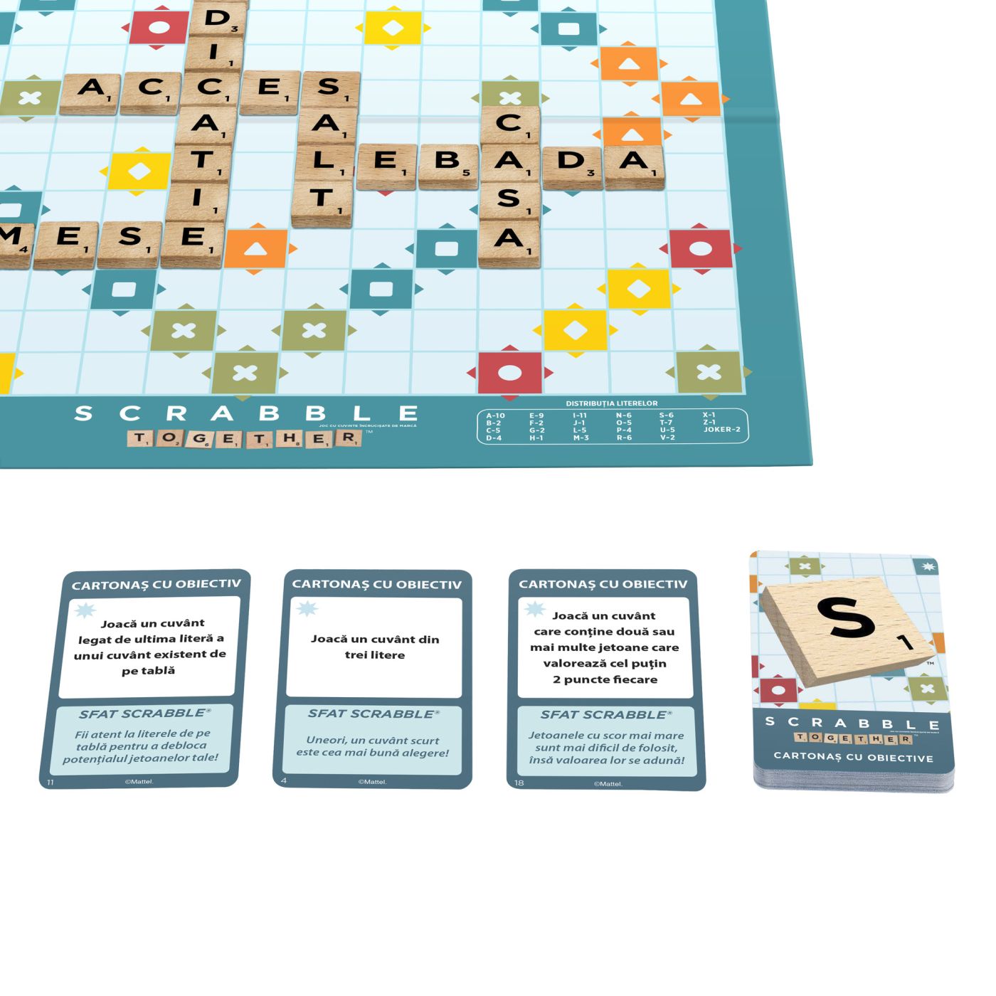 JOC SCRABBLE 2 IN 1 DIN LEMN IN LIMBA ROMANA Mattel - Imagine 11