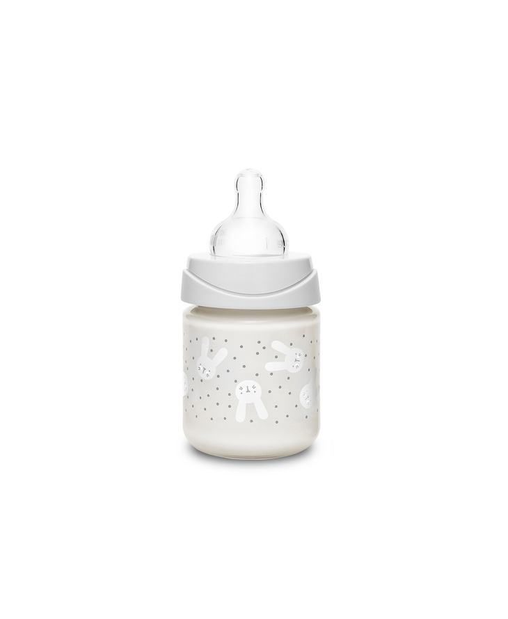 SUAVINEX HYGGE BIBERON 120ML din sticla cu tetina rotunda din silicon, debit lent Iepure mentă [ps:faf6ef1b-c31c-49e9-a70b-6b56f3076c1b]