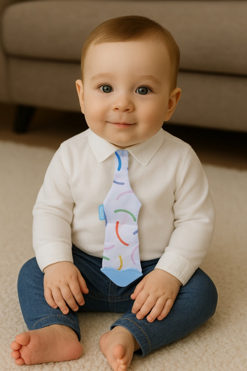 Cravata bebelusi cu accesoriu de dentitie BabyJem - Bleu
