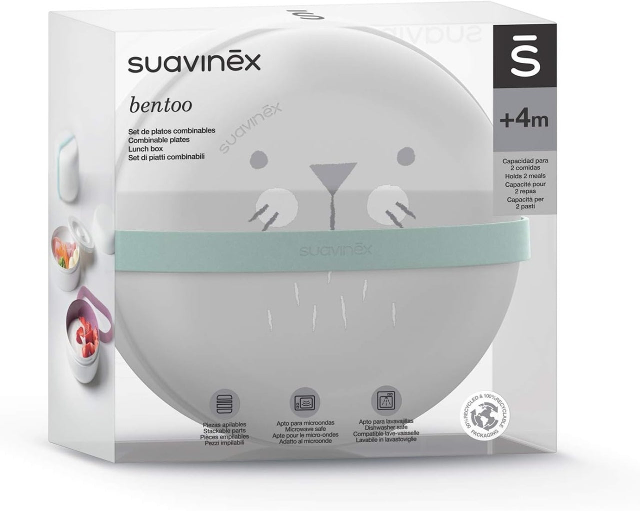 Set boluri pentru prânz roz Hygge Suavinex +4 luni - Gri