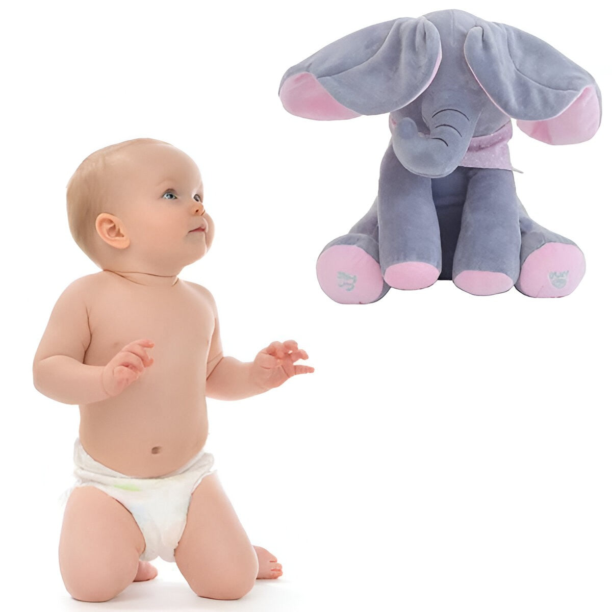 Elefantel Interactiv Flippy Peek-a-boo, Roz-Gri, 30 cm - Default Title (12) [ps:f5a6d772-fea3-42a1-9cf2-23ed555df7a5]