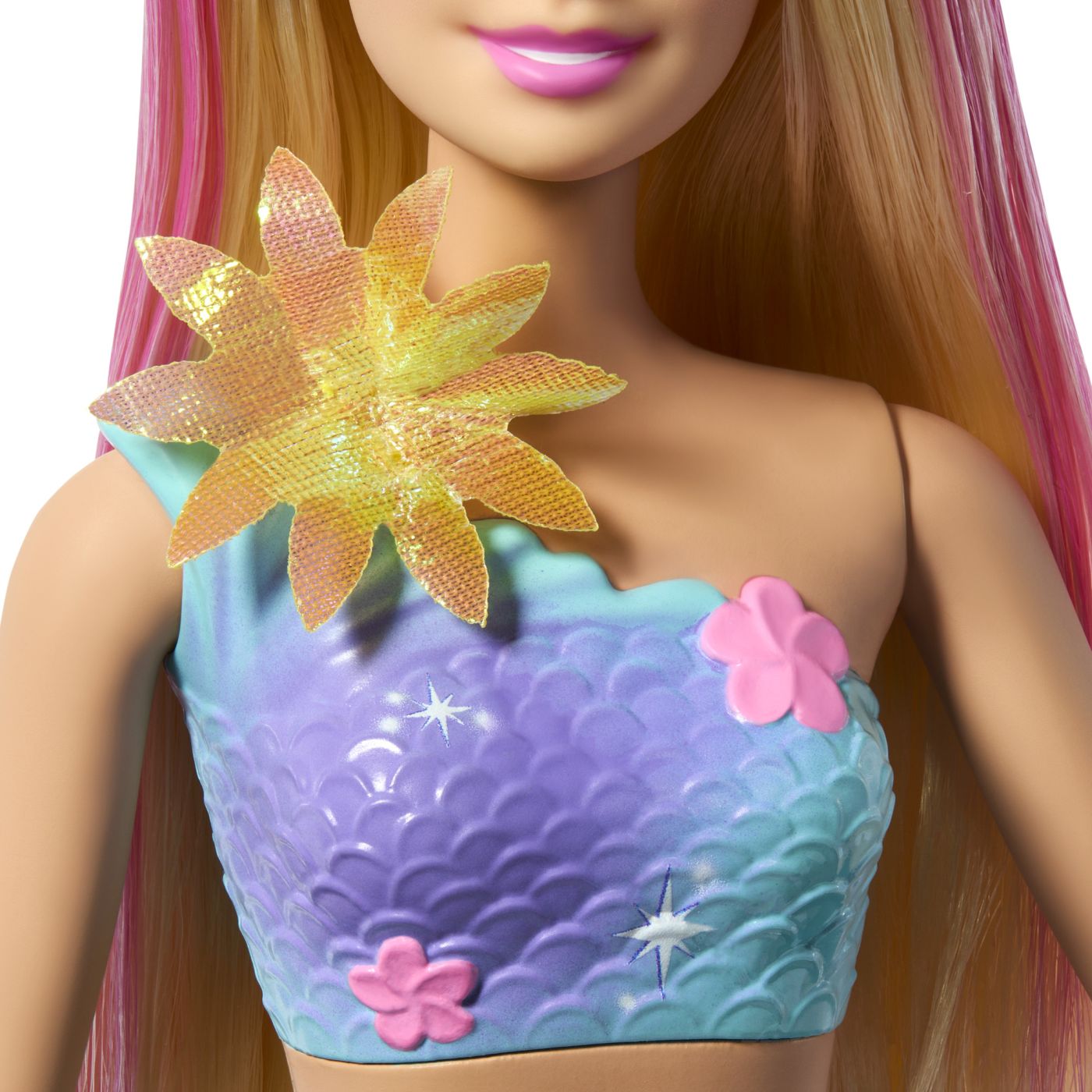 BARBIE PAPUSA SIRENA CU PAR MOV SI COADA ROZ Mattel - Imagine 12