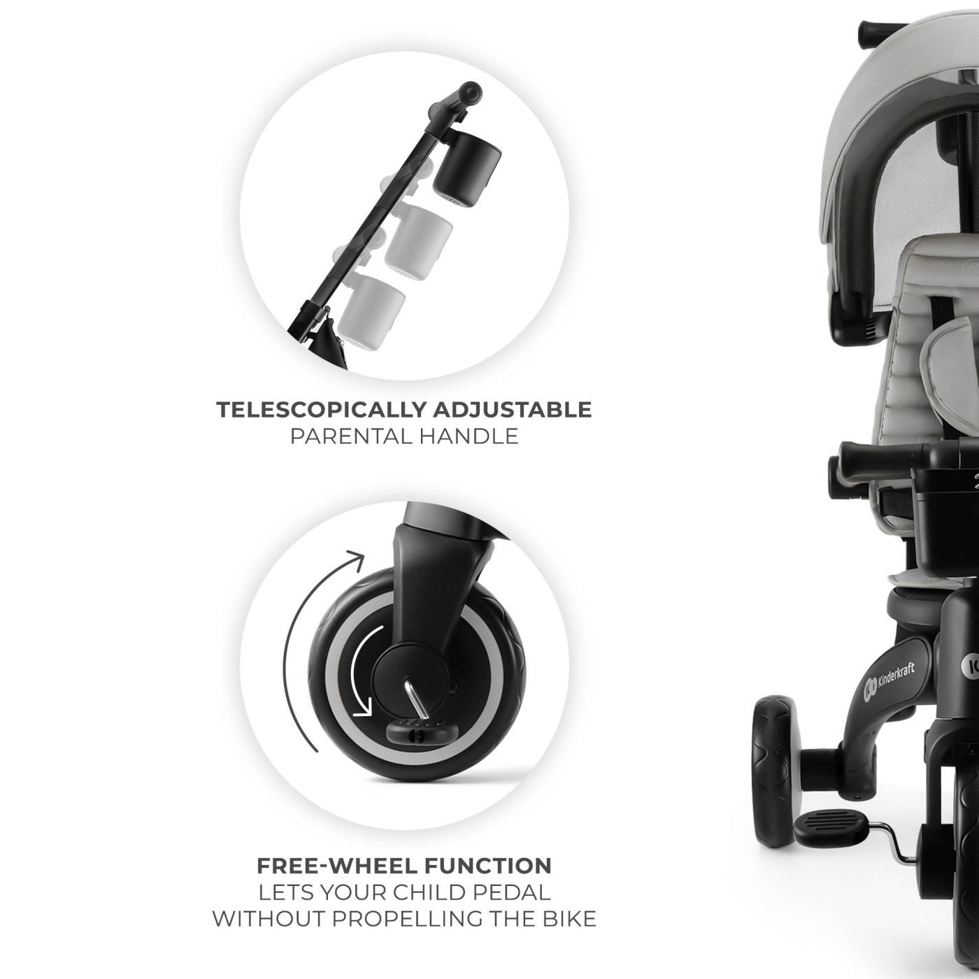 TRICICLETA KINDERKRAFT JAZZ 2, GREY - Imagine 12