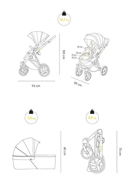 Carucior 2 in 1 Skiddou Oslo+ Normandic Dream, Gri - Gri