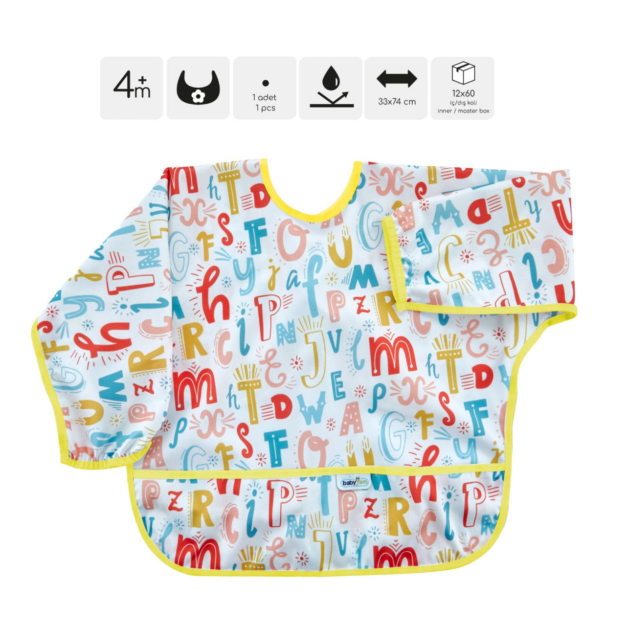 Sort cu maneci pentru activitati BLW, BabyJem, 33x74 cm - Imagine 12
