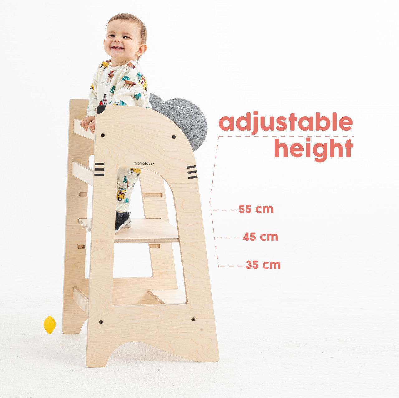 Turn de invatare MamaToyz Learning Tower din lemn, Soricel - Imagine 12