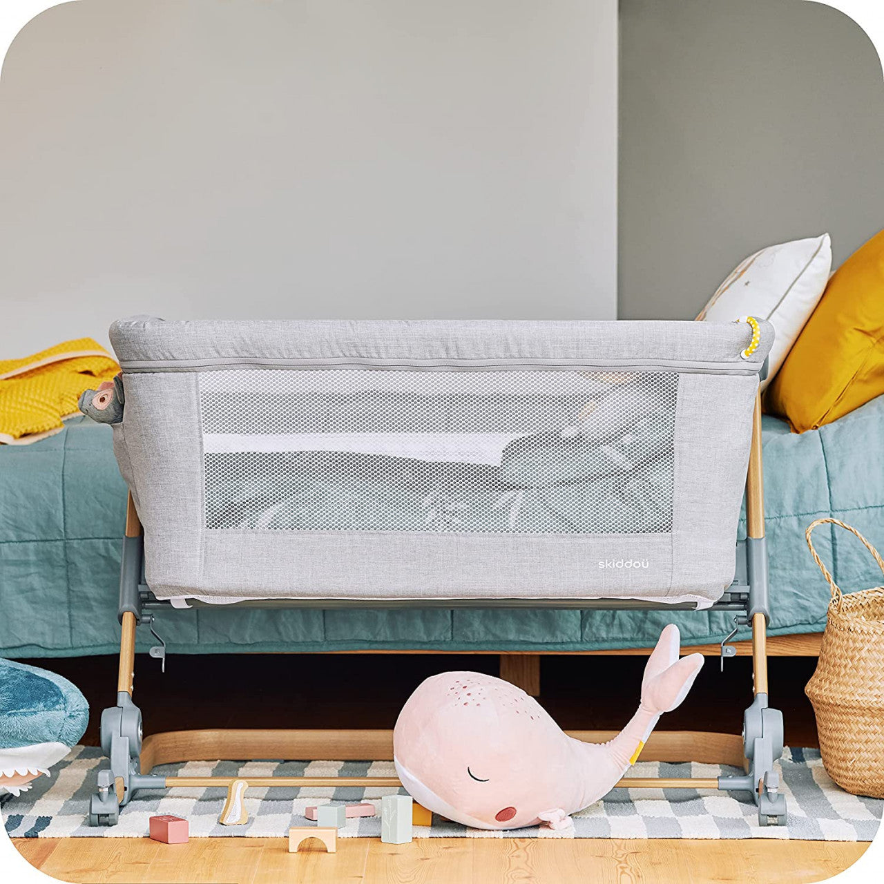 Patut 3 in 1 co-sleeping Skiddou Natt, Normandic Wood, Wood-gri - Imagine 6 [ps:50bbf667-1ca0-4053-ab02-d96d83f25b66]