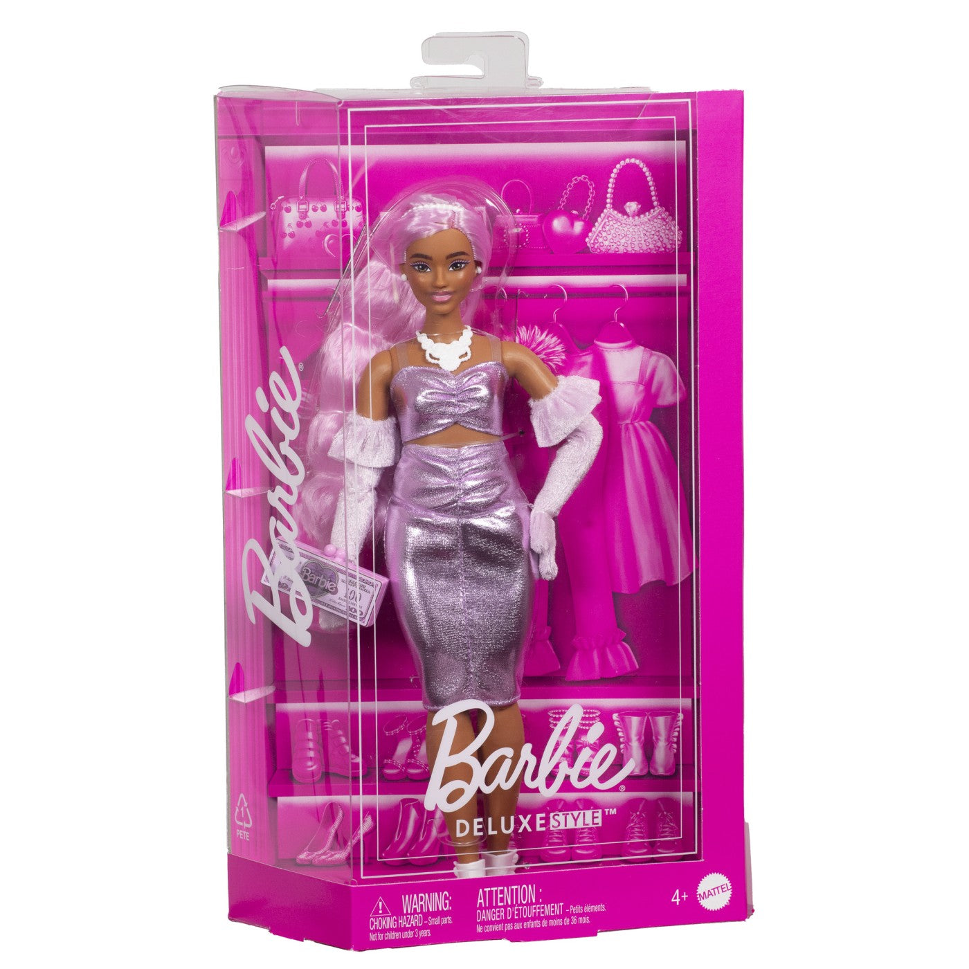 BARBIE DELUXE STYLE PAPUSA BARBIE CU SALOPETA ROZ SI PAR - Imagine 13