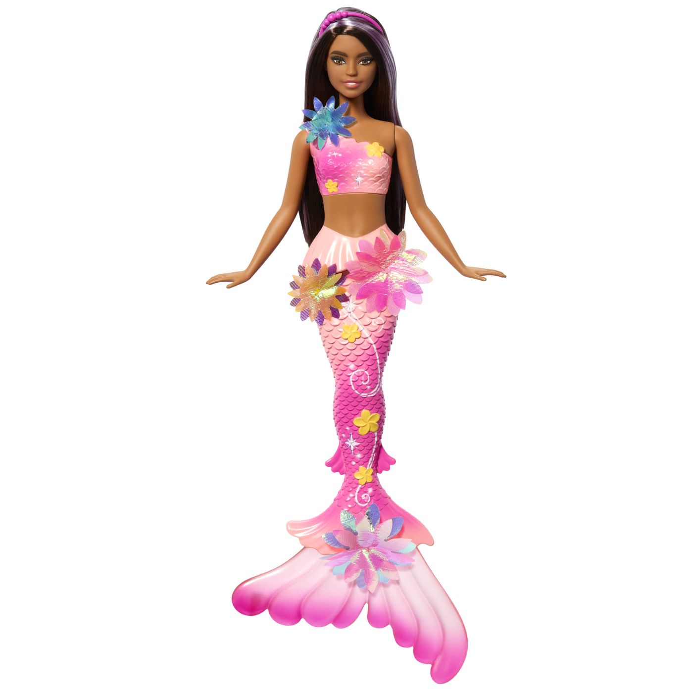 BARBIE PAPUSA SIRENA CU PAR MOV SI COADA ROZ Mattel - Imagine 14