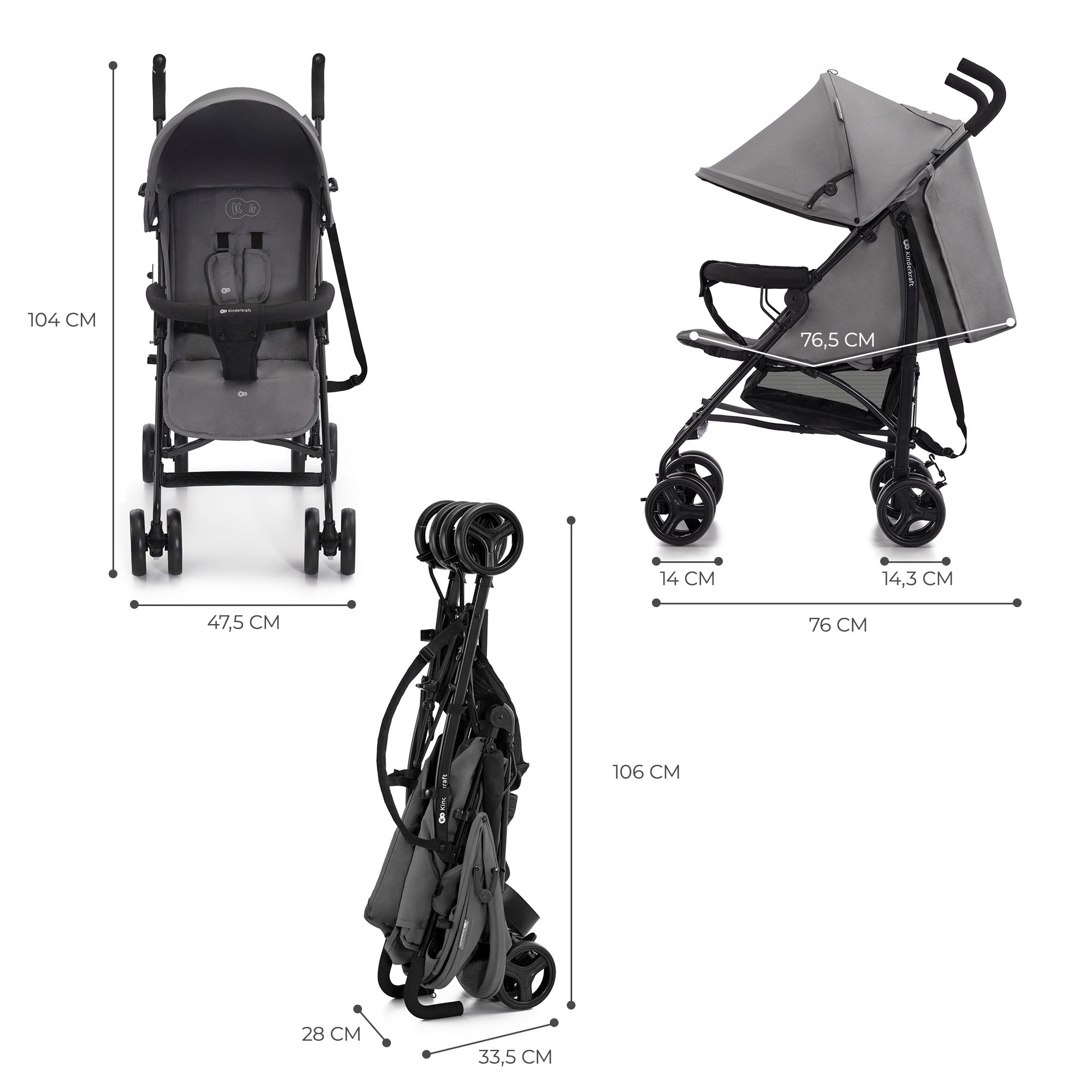 CARUCIOR SPORT KINDERKRAFT TIK, TIP UMBRELA, GREEN FOREST - Gri