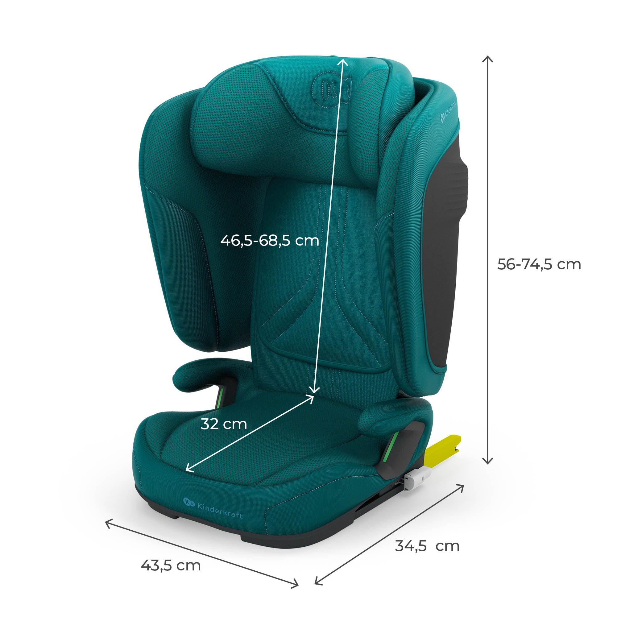 SCAUN AUTO KINDERKRAFT UNITY2 100-150 CM, BLACK - Verde