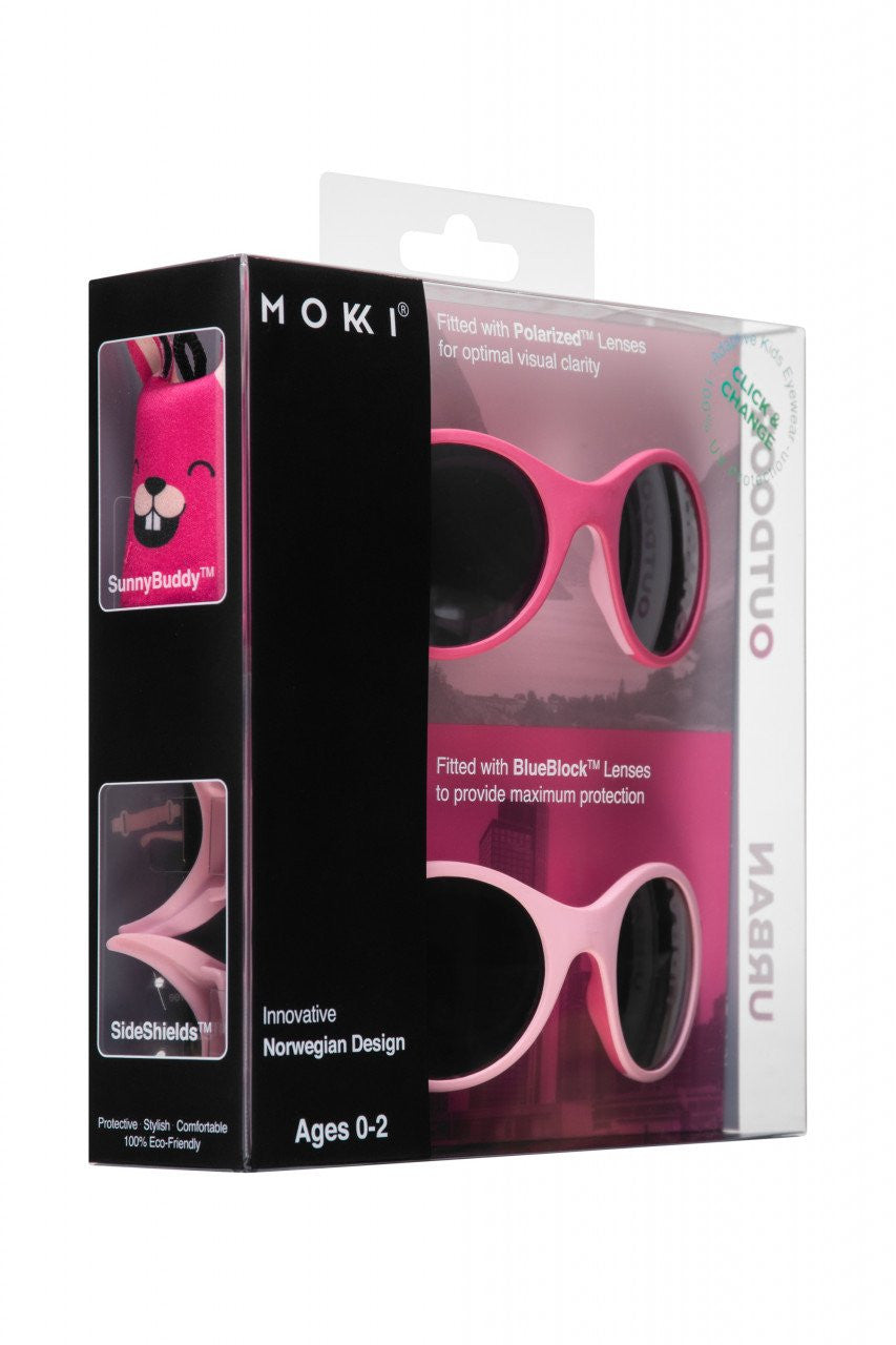 Ochelari de soare pentru copii MOKKI Click & Change, protectie UV, roz, 0-2 ani, set 2 perechi [ps:0aa947fa-4433-4d39-a35a-5c44aaecd2ac]