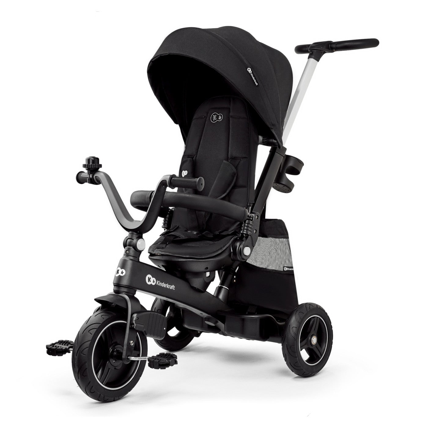 TRICICLETA KINDERKRAFT EASYTWIST, PLATINUM GREY - Negru