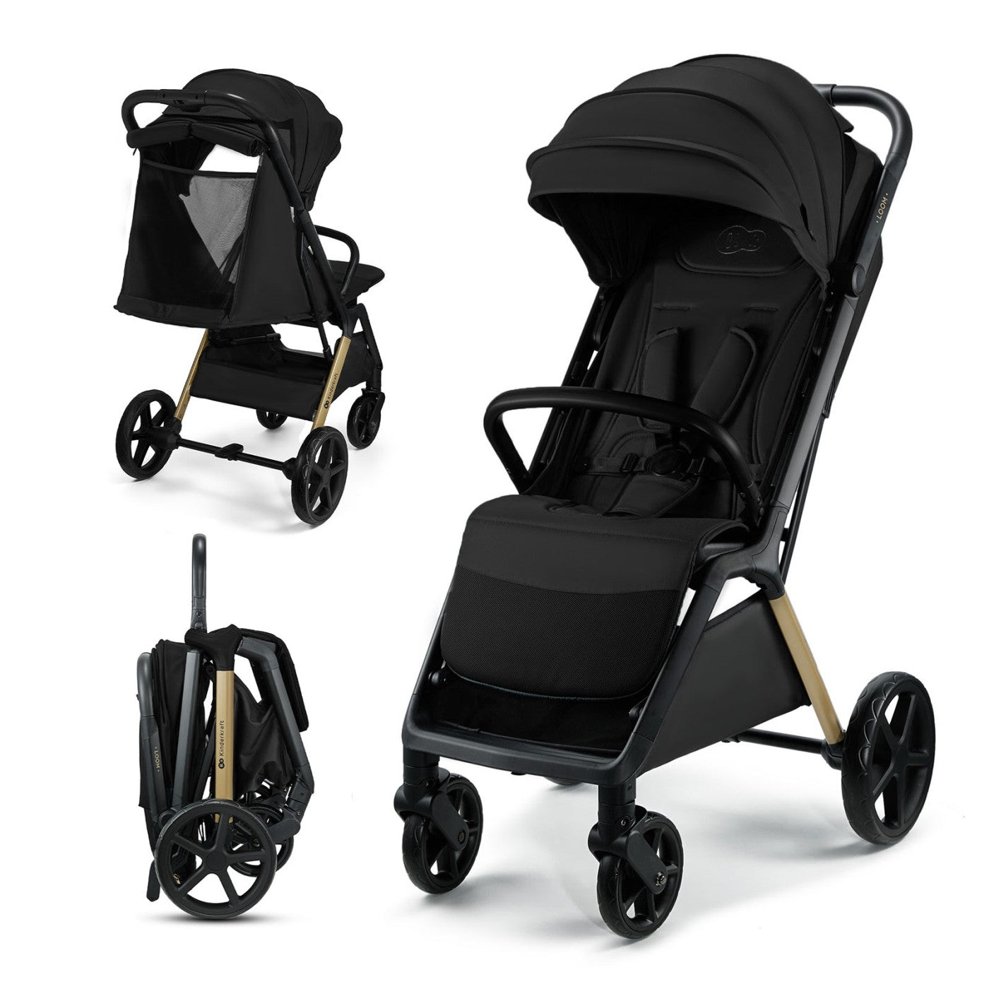 CARUCIOR SPORT KINDERKRAFT LOOM, 0-22 KG, LINEN BEIGE - Negru
