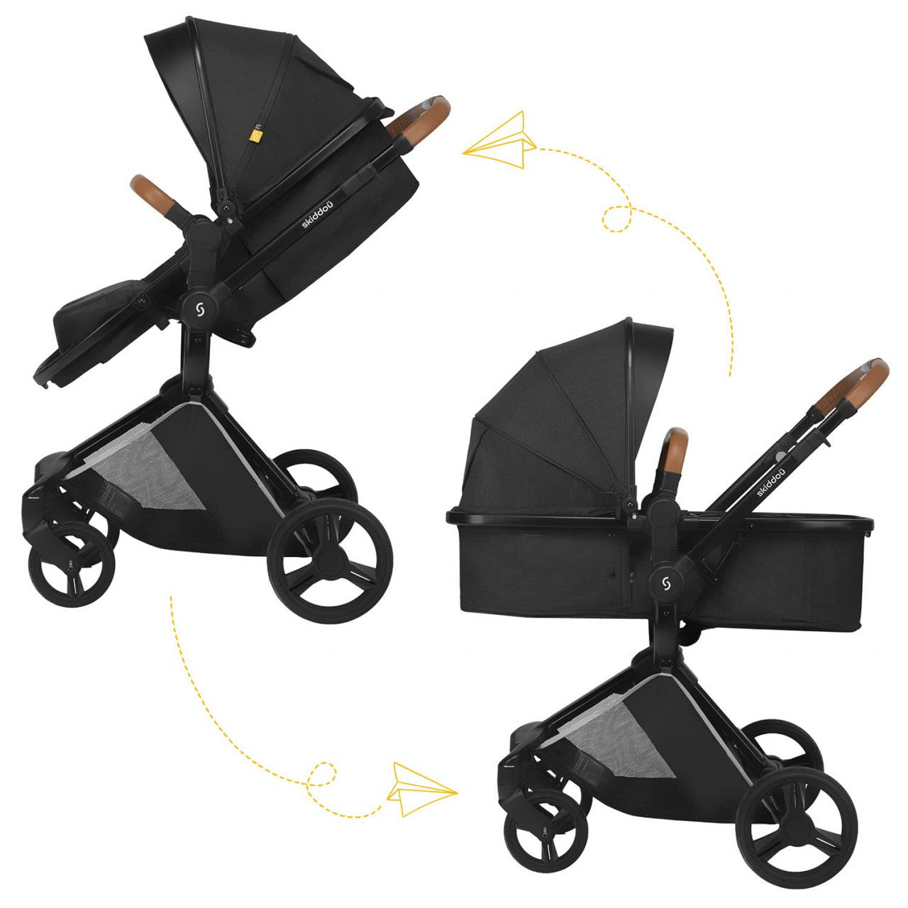 Carucior transformabil 2 in 1 Skiddou Nasjo Normandic - Negru