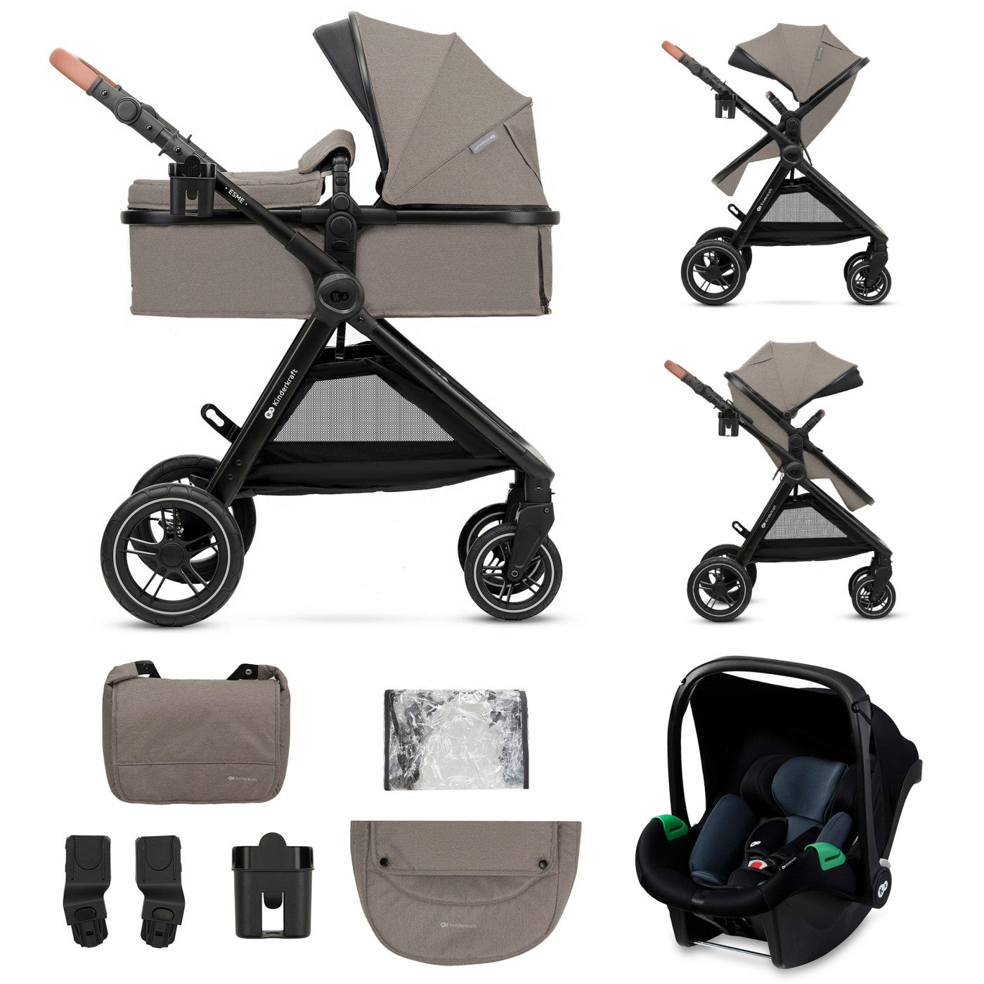 CARUCIOR KINDERKRAFT ESME, 3 IN 1, SAND BEIGE [ps:cea50ac4-05c7-4a88-94e5-ac97f42e708d]