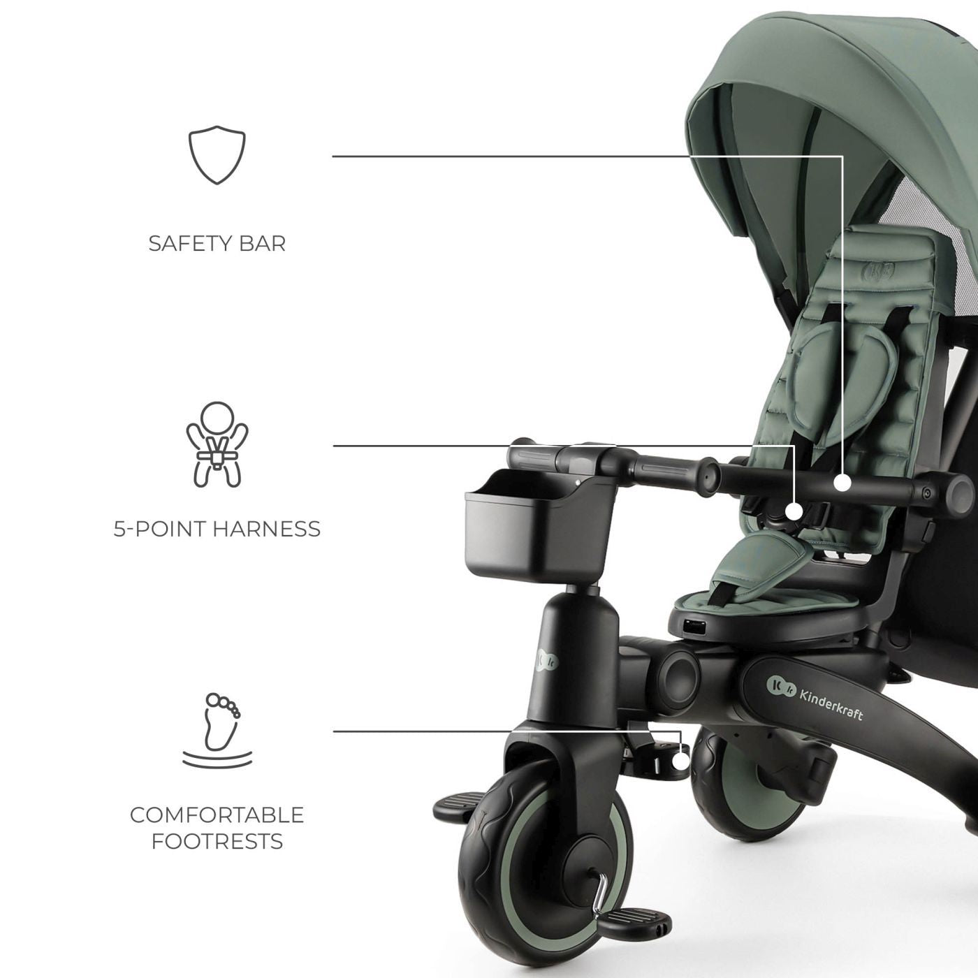 TRICICLETA KINDERKRAFT JAZZ 2, GREY - Imagine 18