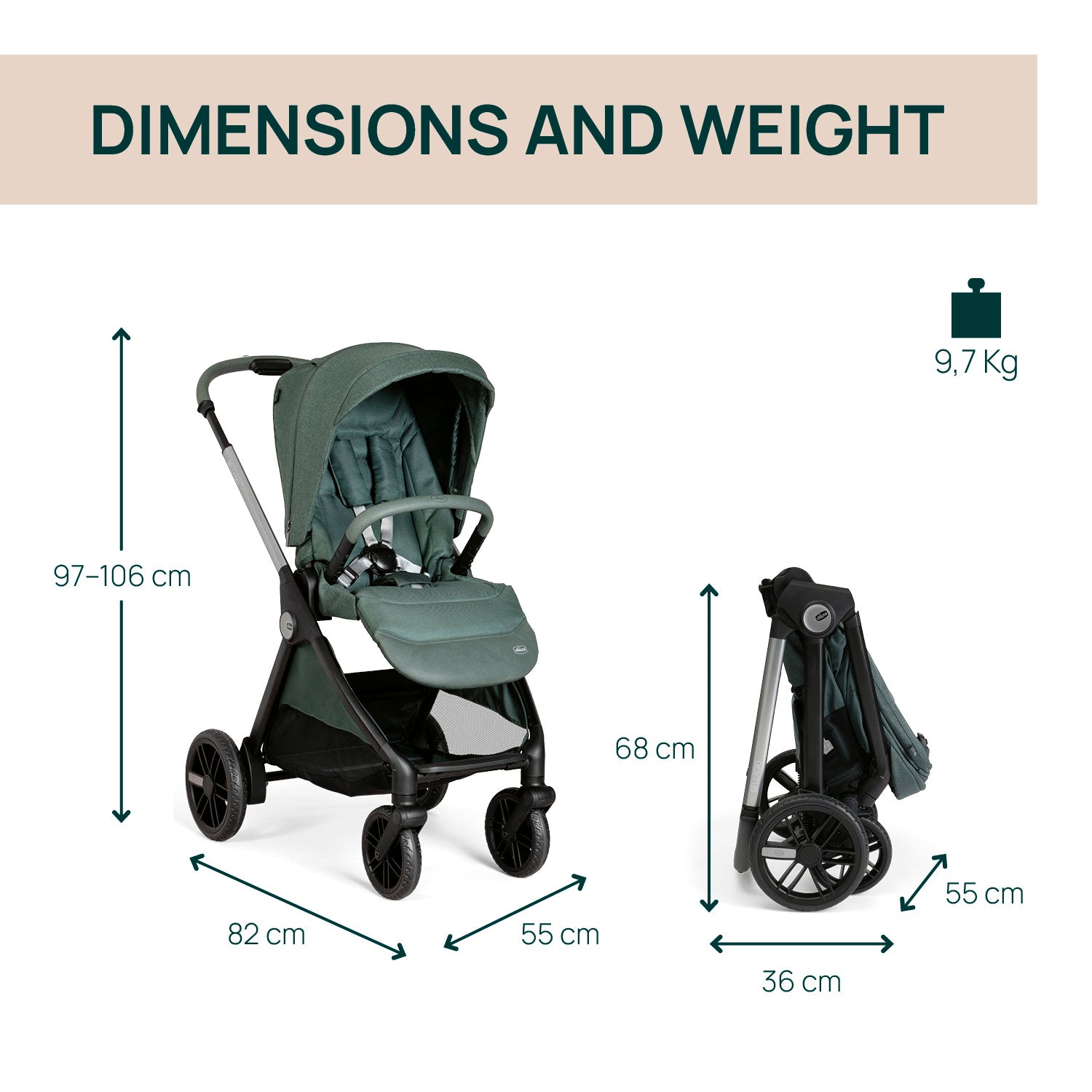 Carucior copii 3 in 1 Chicco Bellagio, Fir Tree (verde - Default Title (19) [ps:0c08a485-7418-4af5-9273-5b465777eee9]