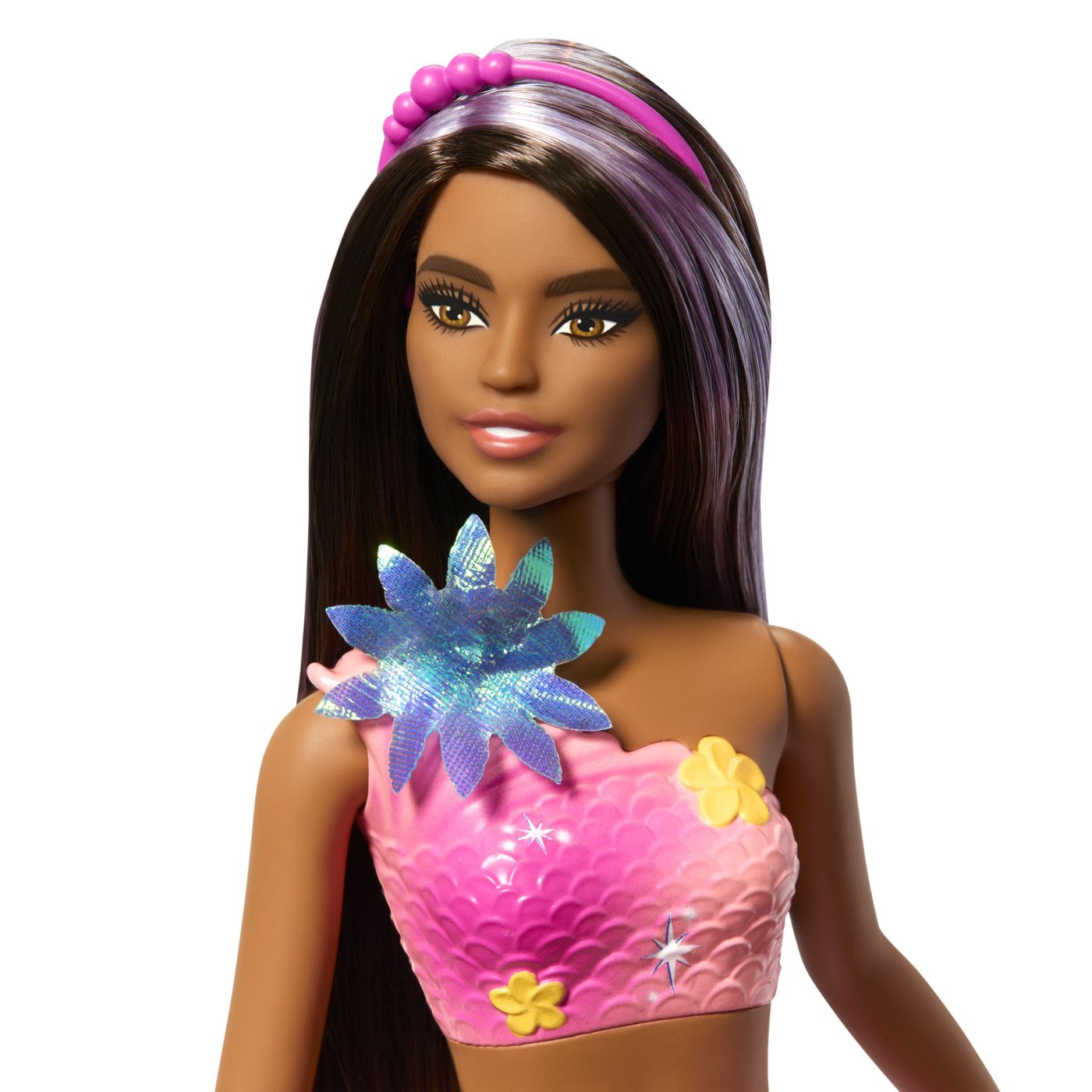 BARBIE PAPUSA SIRENA CU PAR MOV SI COADA ROZ Mattel - Imagine 19