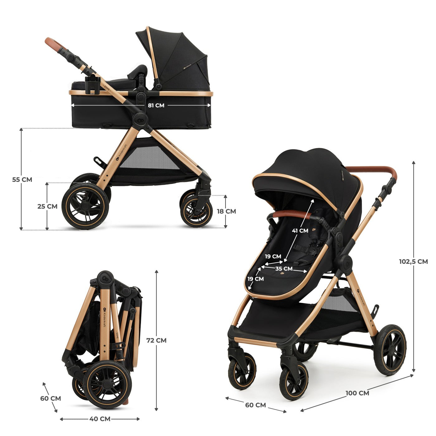 CARUCIOR KINDERKRAFT ESME, 3 IN 1, MOONLIGHT GREY - Imagine 20