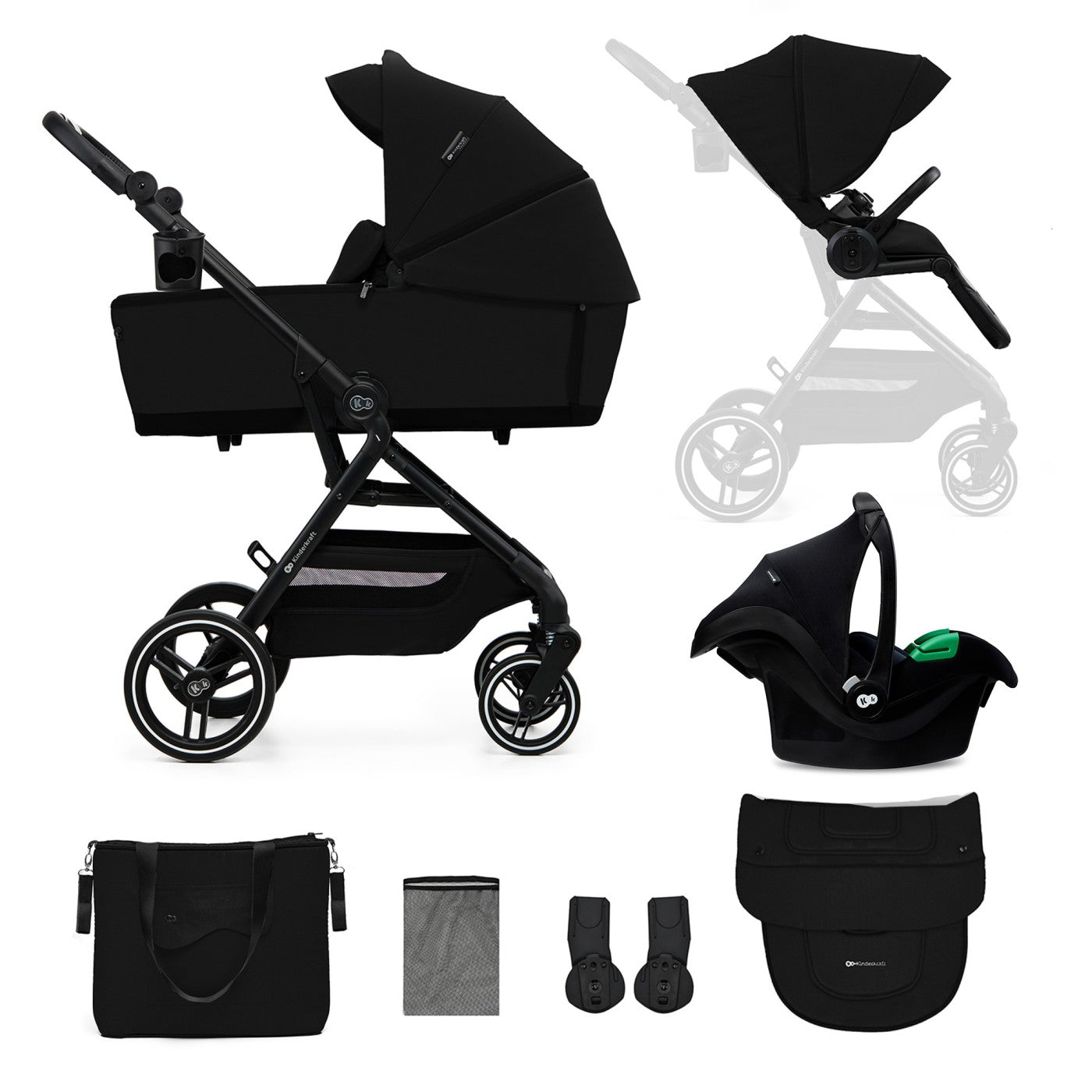 CARUCIOR KINDERKRAFT YOXI 3IN1 (MINK PRO) PURE BLACK - Imagine 24