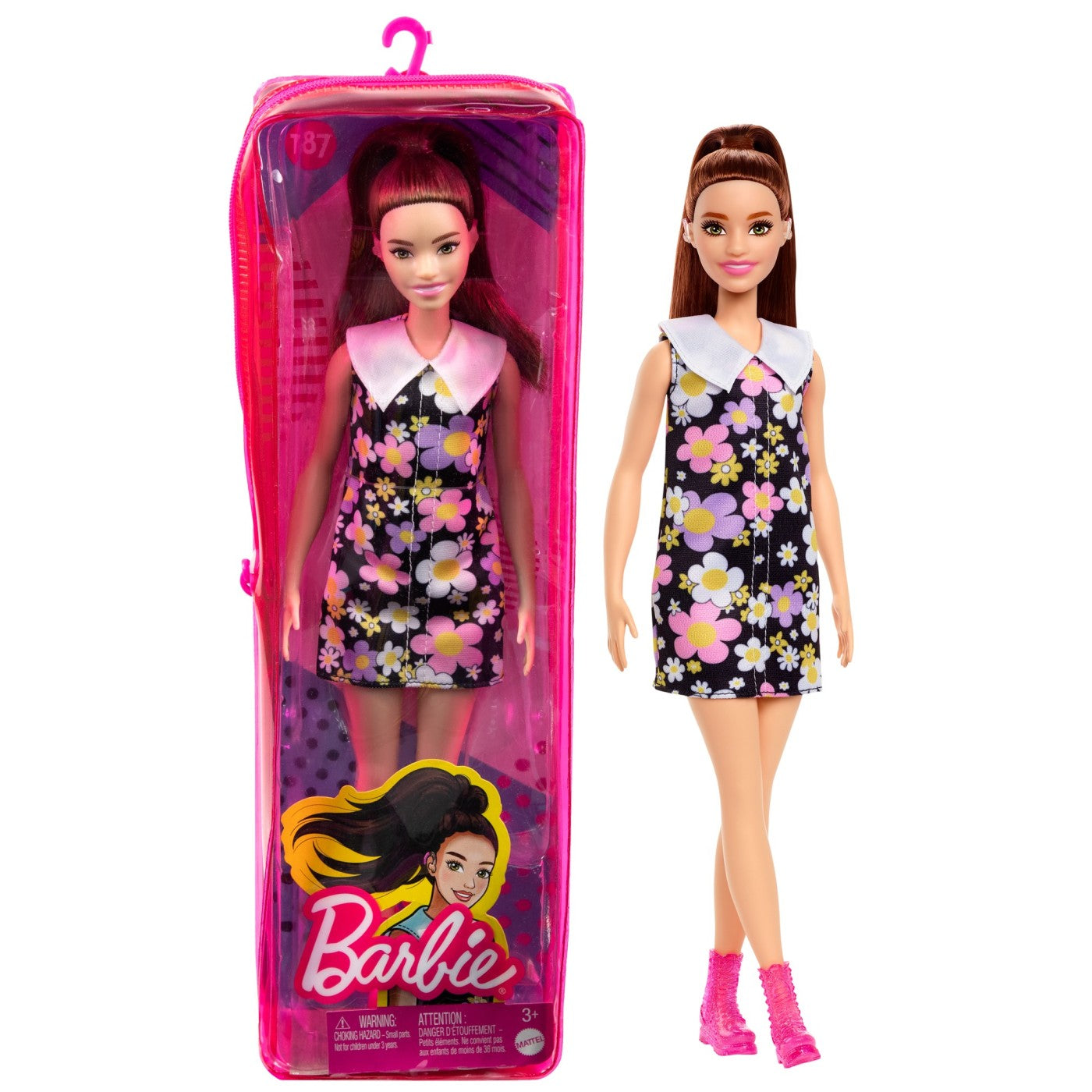 PAPUSA BARBIE FASHIONISTA SATENA CU ROCHIE ROZ CU BULINE - Imagine 26