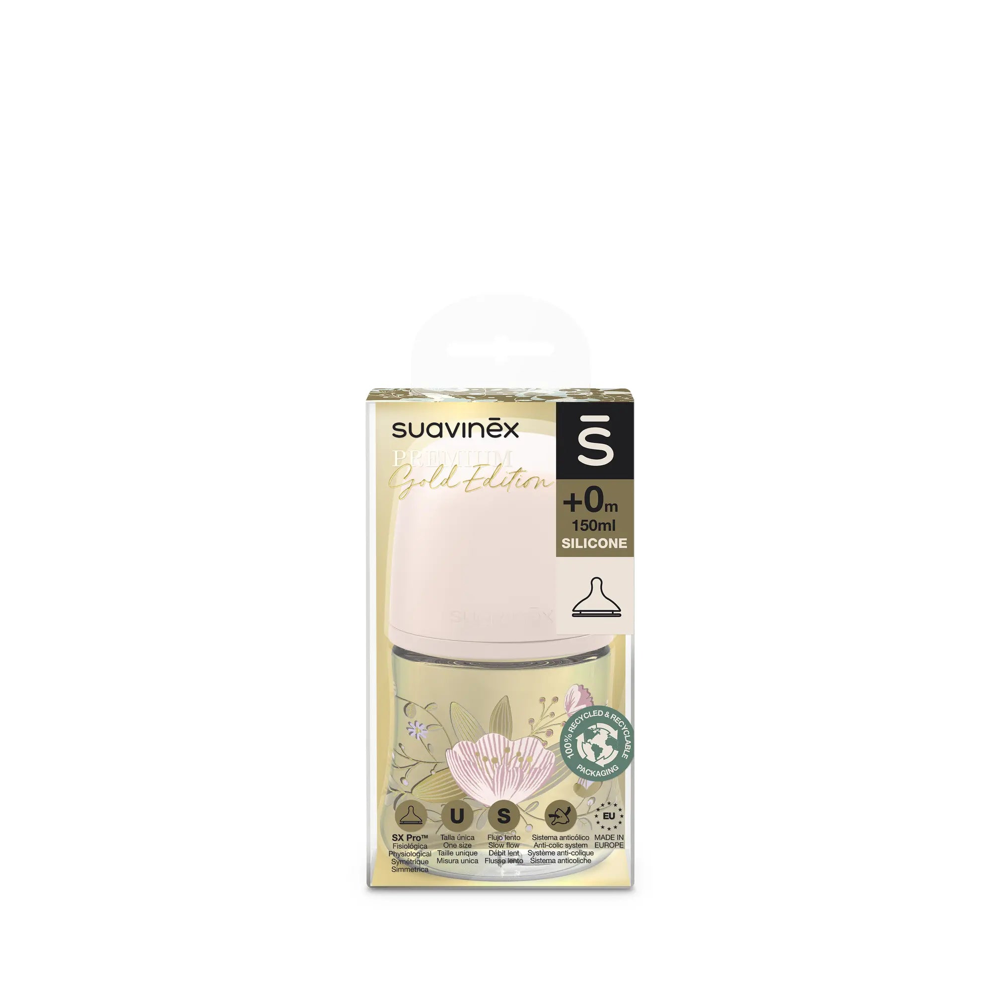 Biberon SX Pro Premium 150 ml, debit lent S – roz | Gold [ps:8f2d3f12-78b2-44f2-8b2e-cf6af0eaa61a]