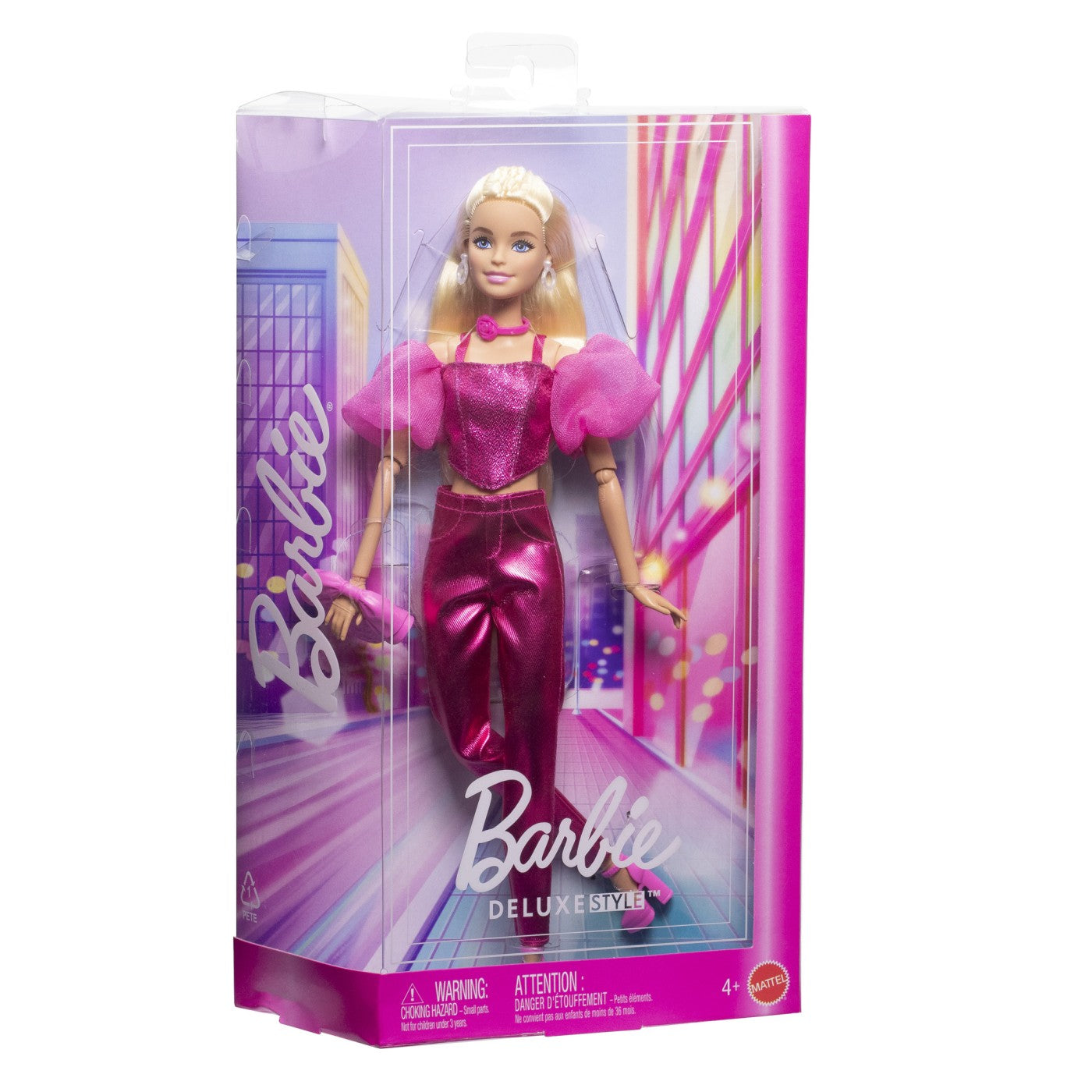 BARBIE DELUXE STYLE PAPUSA BARBIE CU SALOPETA ROZ SI PAR - Imagine 31