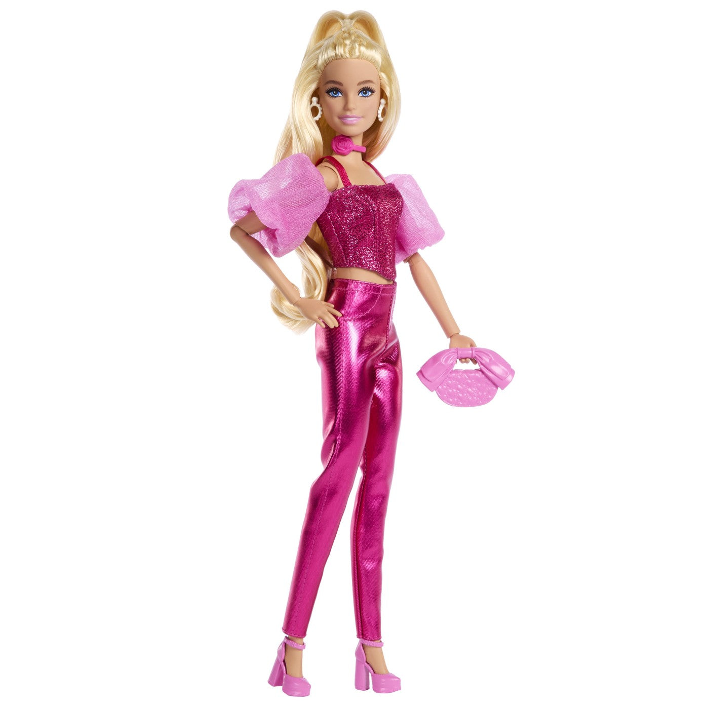 BARBIE DELUXE STYLE PAPUSA BARBIE CU SALOPETA ROZ SI PAR - Imagine 34