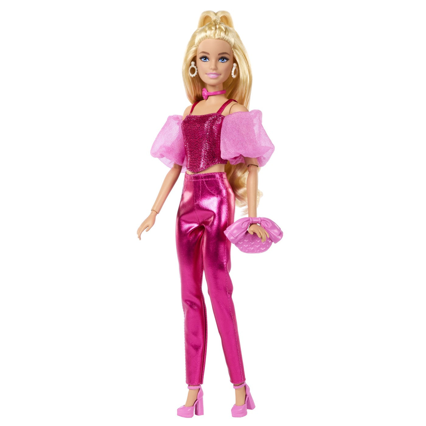 BARBIE DELUXE STYLE PAPUSA BARBIE CU SALOPETA ROZ SI PAR - Imagine 35