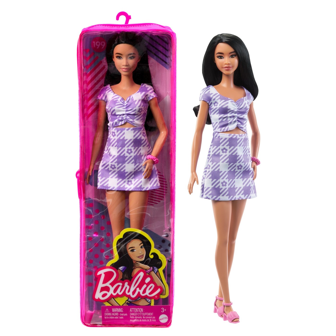 PAPUSA BARBIE FASHIONISTA SATENA CU ROCHIE ROZ CU BULINE - Imagine 42
