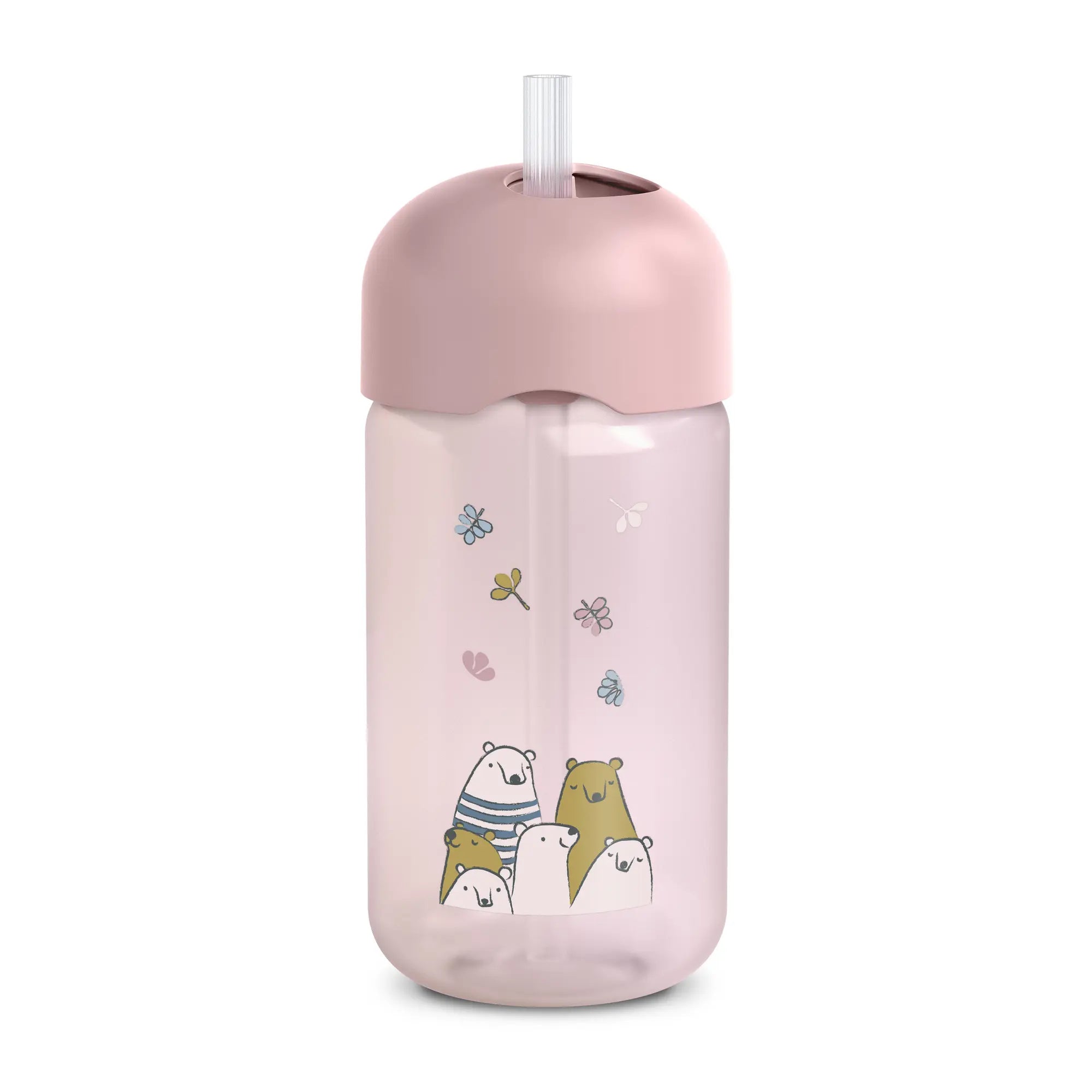 Sticlă cu pai non-spill, 340 ml – roz | Bears [ps:546e0419-570b-4fe8-ac86-ac57e7a94229]