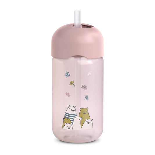 Sticlă cu pai non-spill, 340 ml – roz | Bears [ps:546e0419-570b-4fe8-ac86-ac57e7a94229]