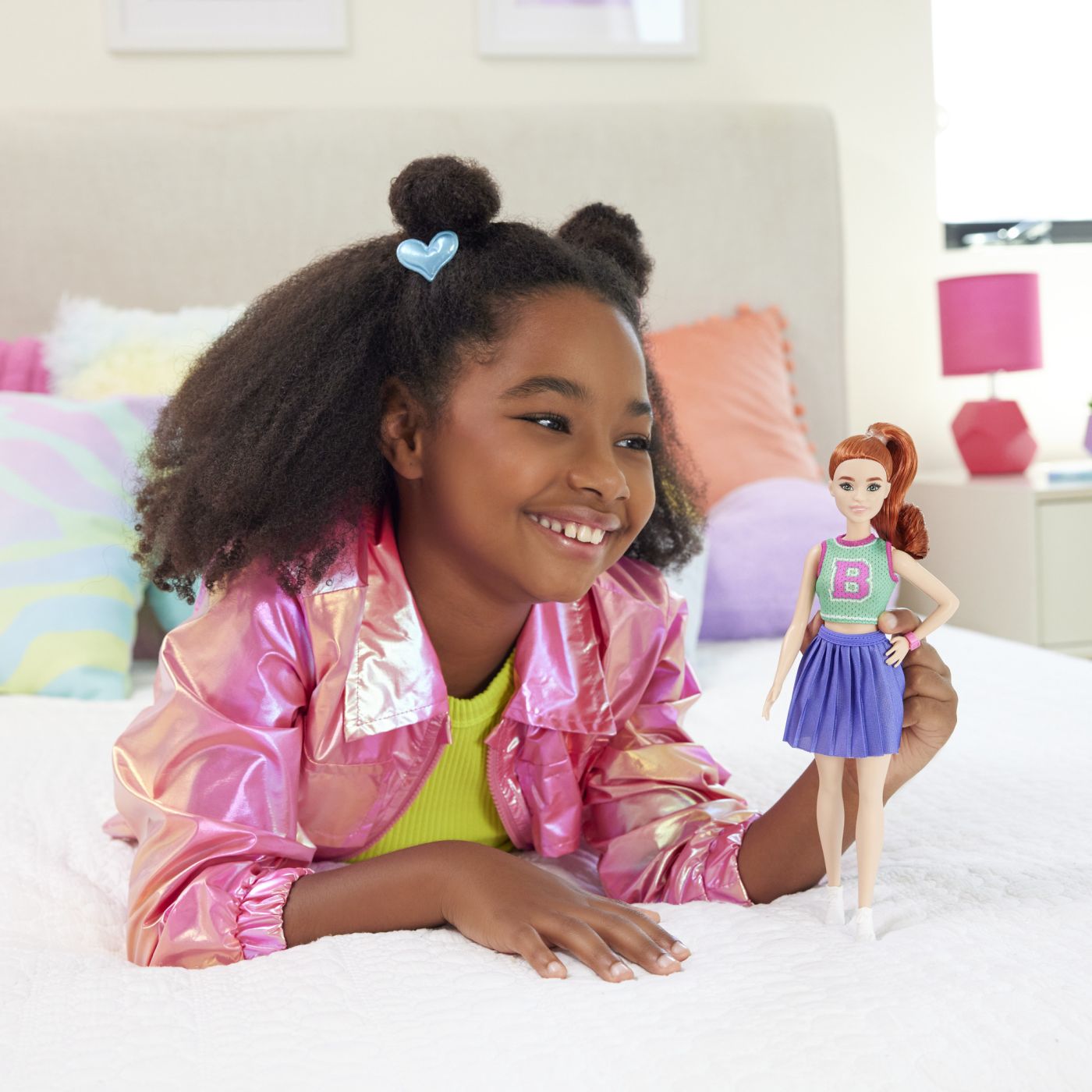 BARBIE FASHIONISTAS PAPUSA BARBIE BRUNETA CU ROCHIE MOV - Imagine 50
