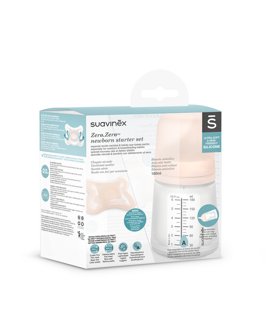 SET DE START BIBERON ANTICOLICI 180 ml + SUZETĂ -2 – 2 luni ZERO ZERO SUAVINEX - Imagine 2