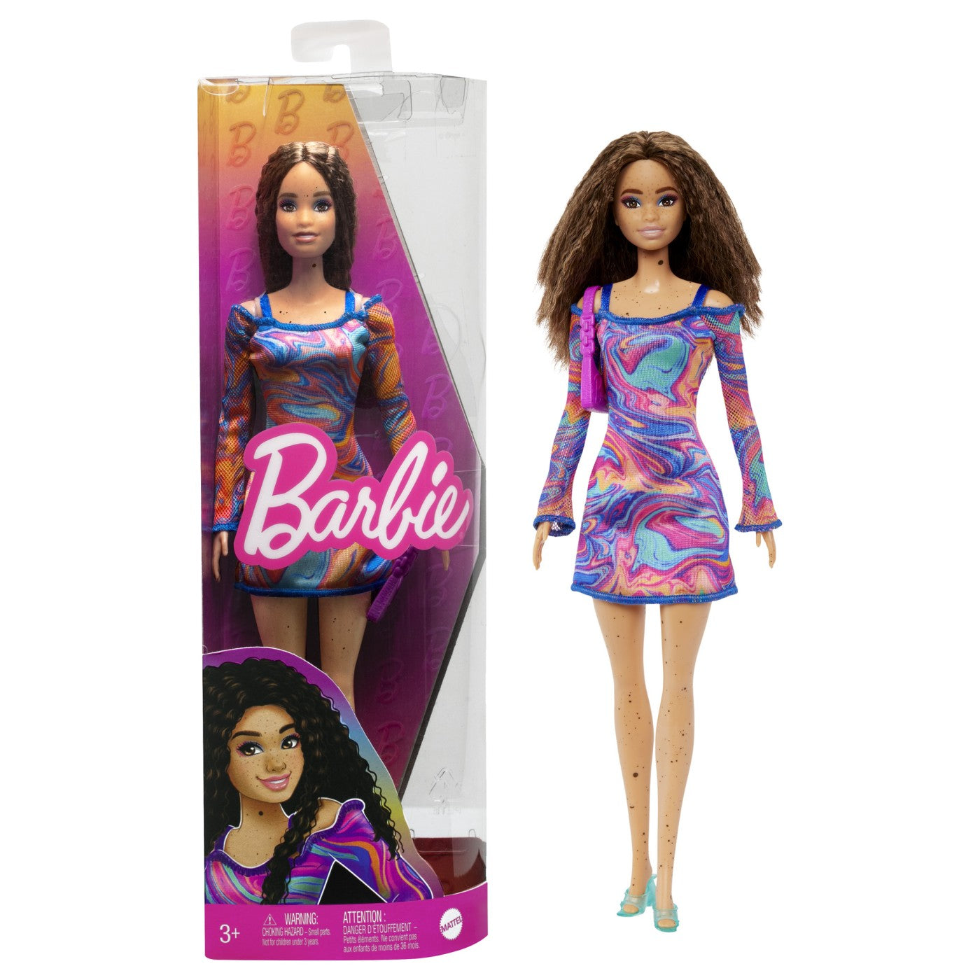 PAPUSA BARBIE FASHIONISTA SATENA CU ROCHIE ROZ CU BULINE - Imagine 75
