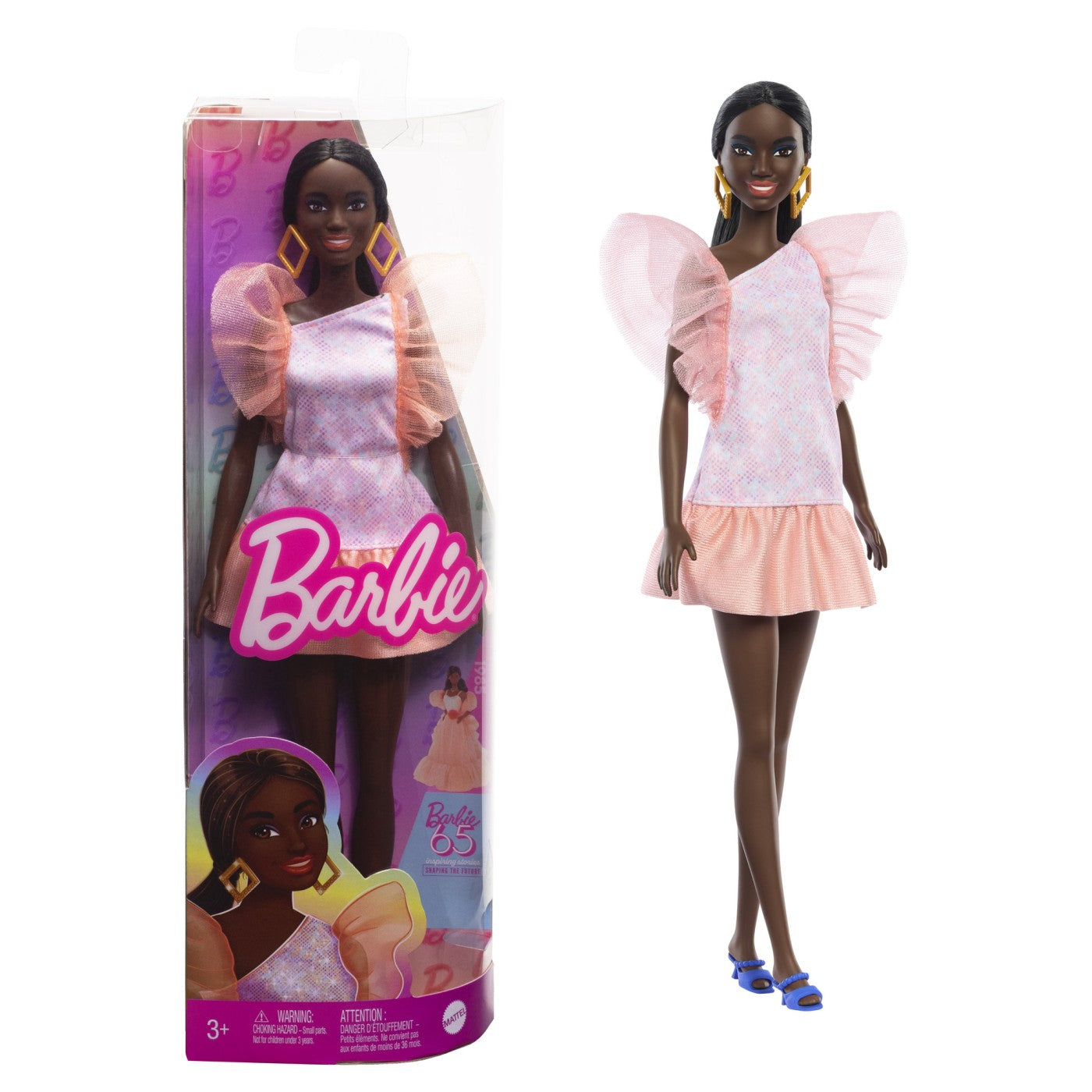 PAPUSA BARBIE FASHIONISTA SATENA CU ROCHIE ROZ CU BULINE - Imagine 80