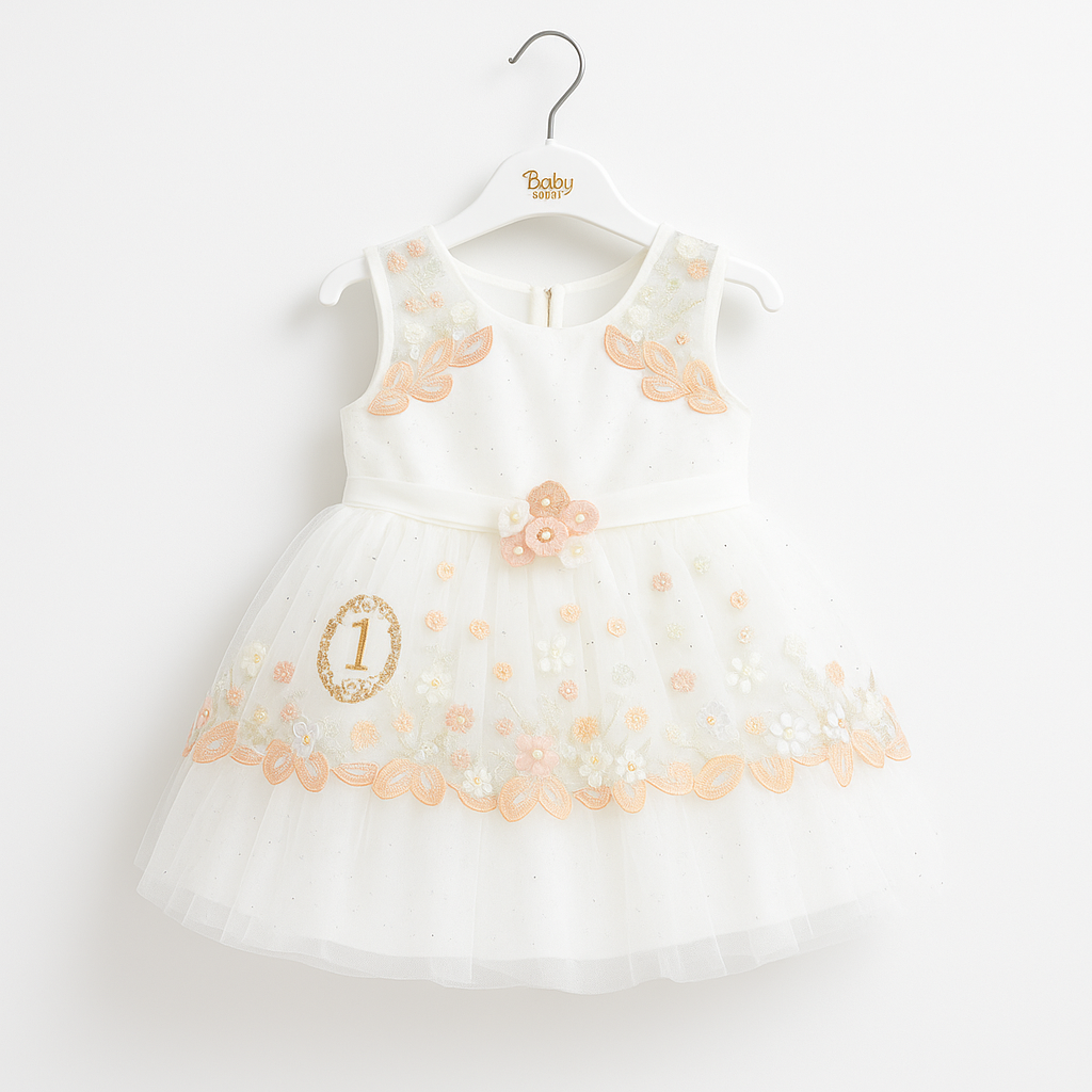 Rochie Tulle Floral Alb INFANT Fetite 2-5 ani