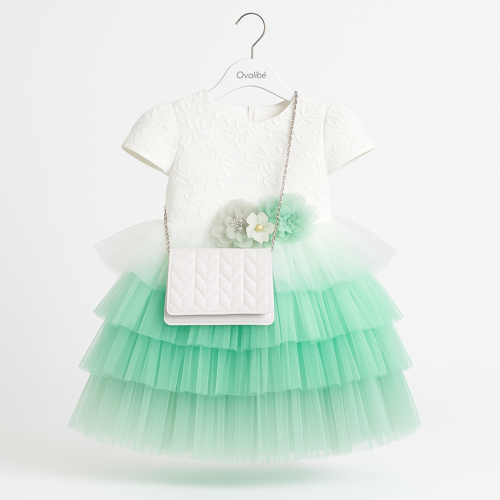 Rochie Tulle Festiva Verde Menta Sevi Bebe Kids 2-6 ani