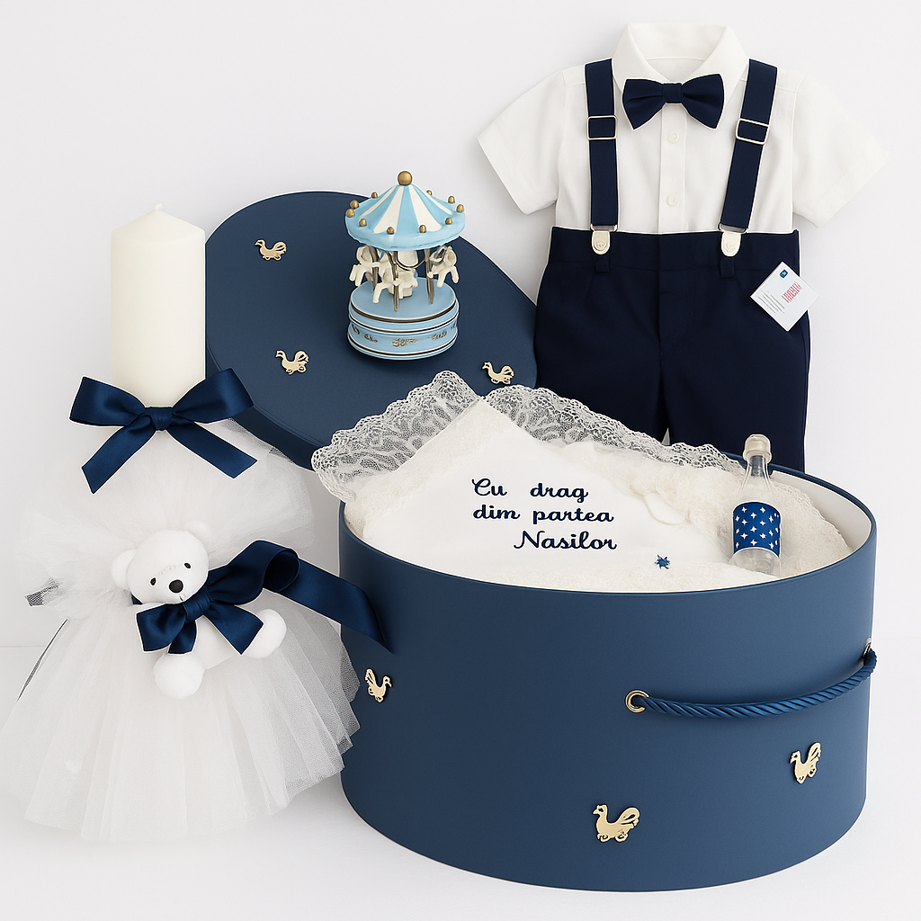 Set Trusou Botez Premium Bumbac  Bebe 3-12 luni