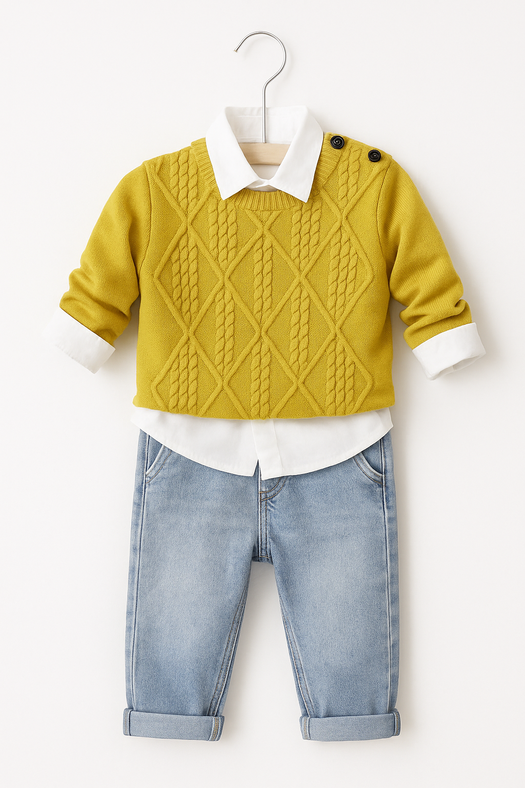 Set Elegant Bebelusi 3 Piese Tricot Denim