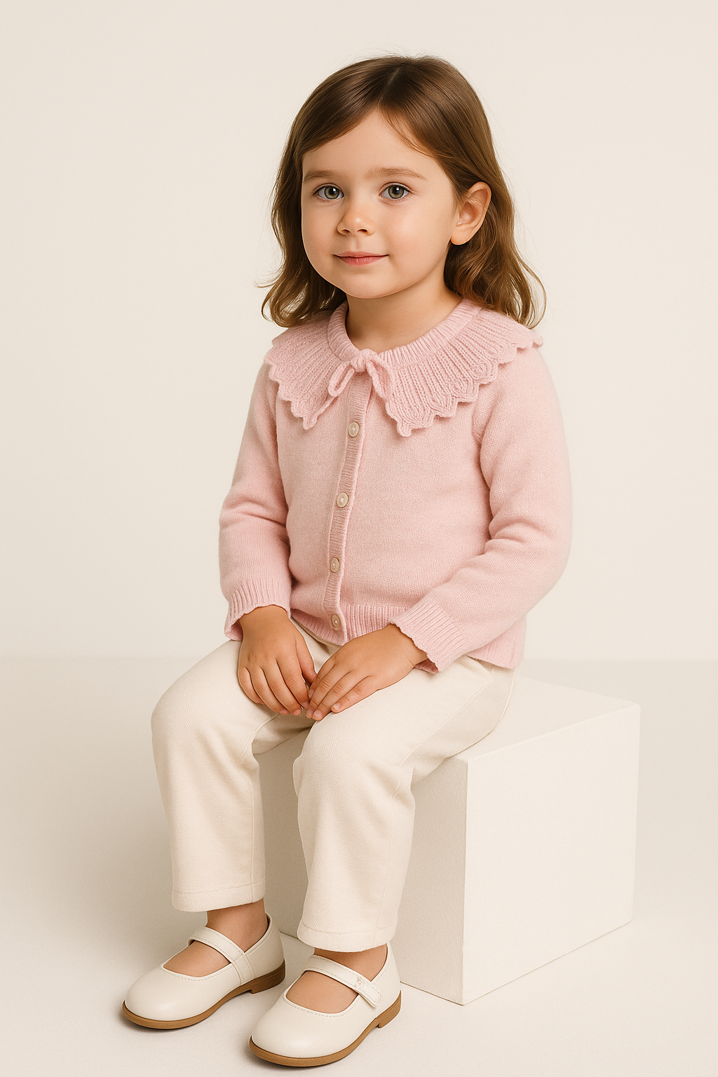 Cardigan Roz cu Guler Kids 1-4 ani - Imagine 4