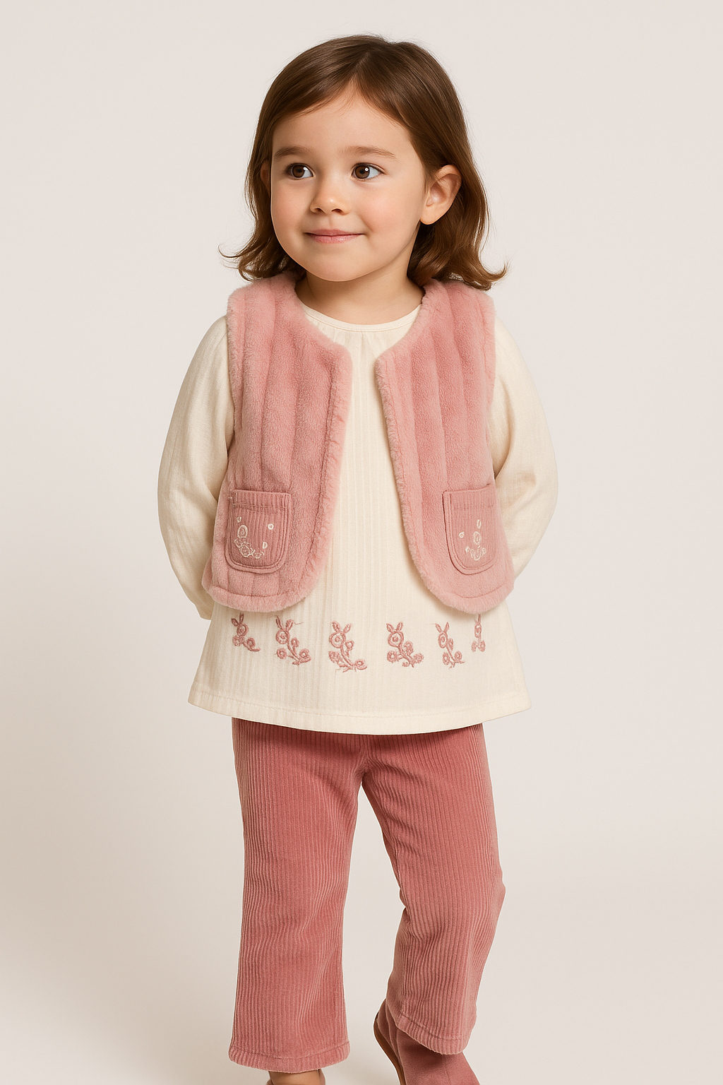 Set 3 Piese Catifelat Fetite Roz Pastel - Imagine 2