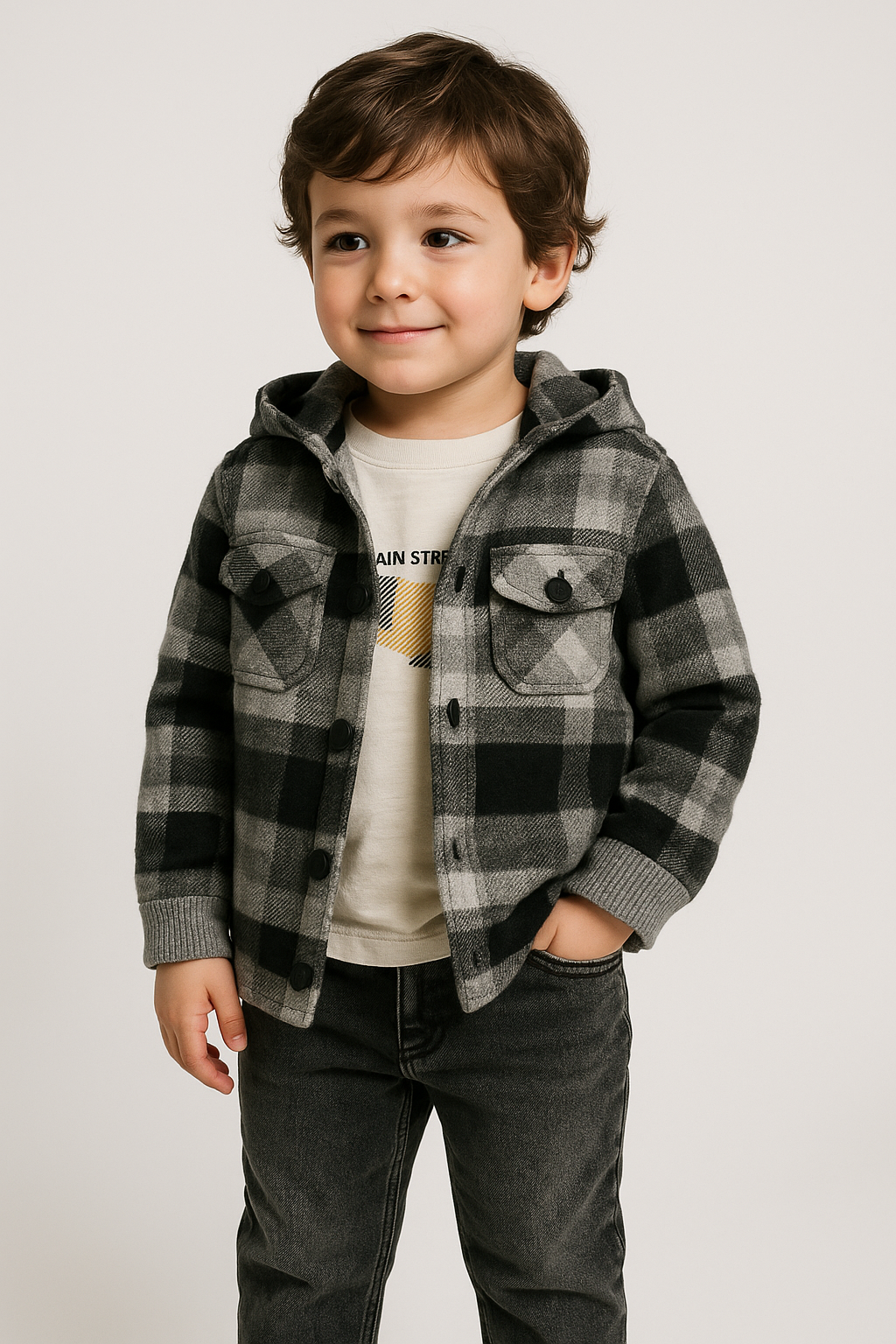 Set 3 piese Urban Chic cu jacheta pufoasa Baieti 2-5 ani - Imagine 2